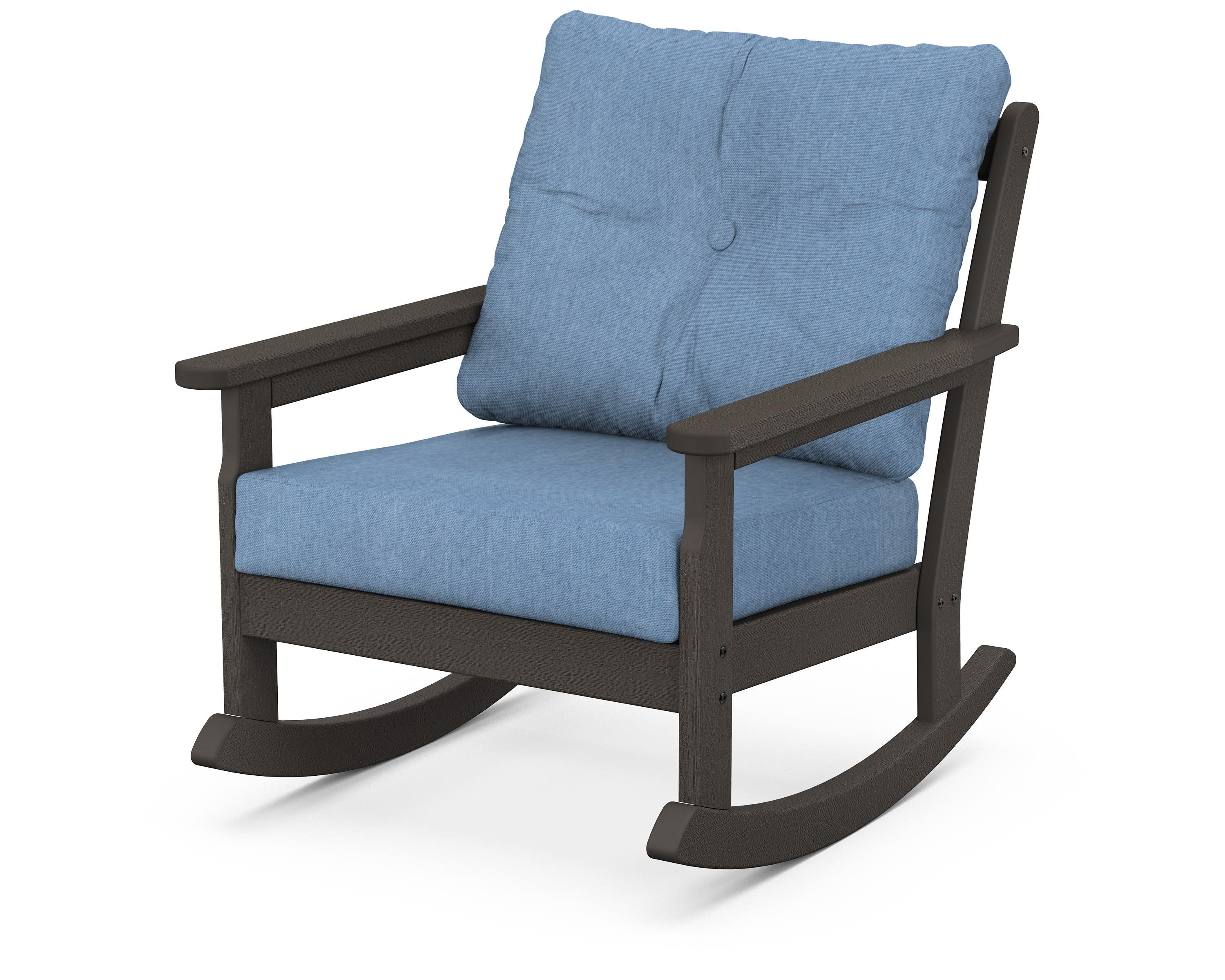 Vineyard Deep Seating Rocking Chair in Vintage Coffee / Sky Blue