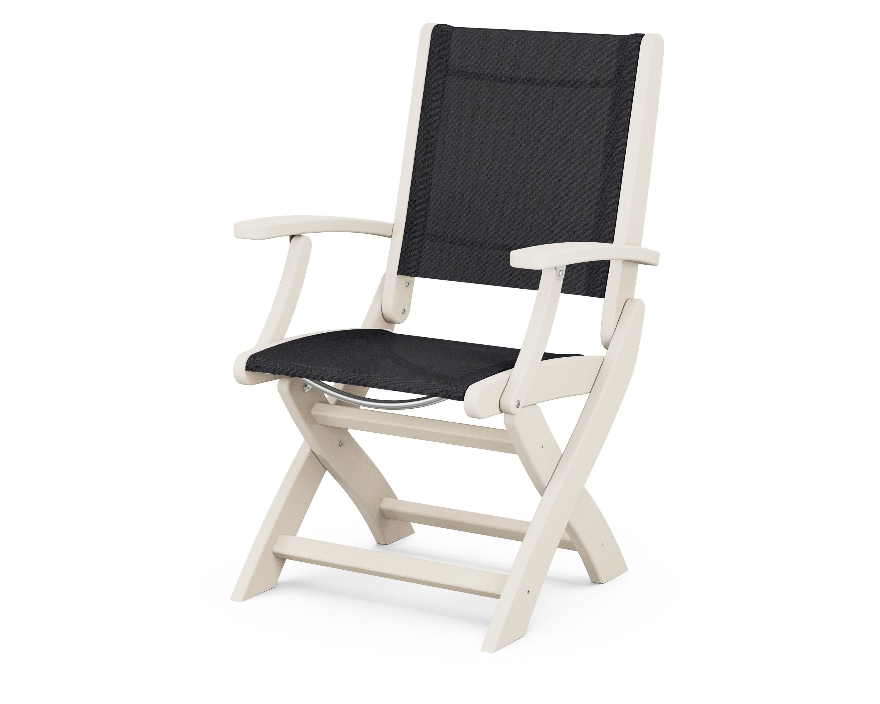 Coastal Folding Chair in Sand / Black Sling