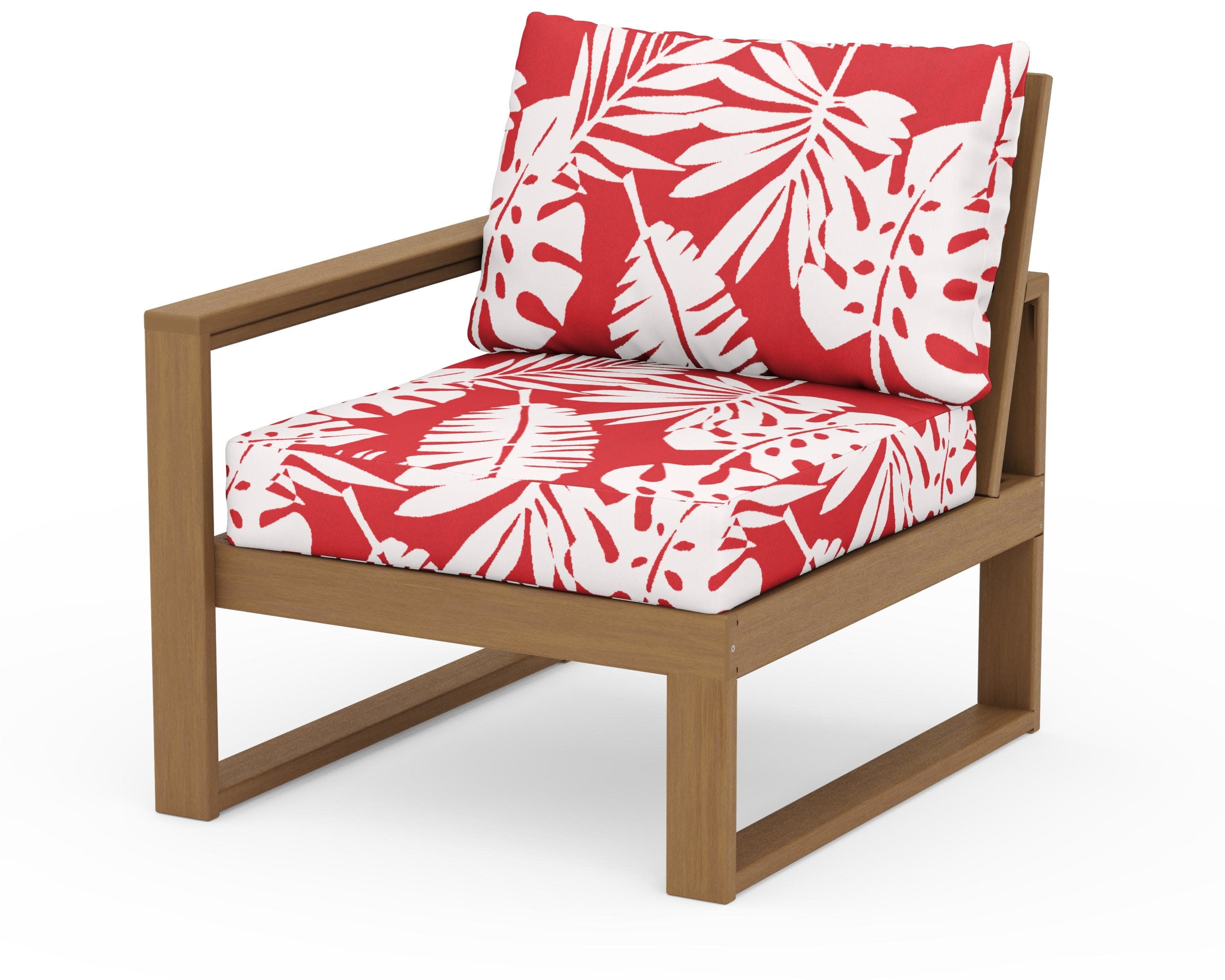 EDGE Modular Left Arm Chair in Natural / Leaf Crimson