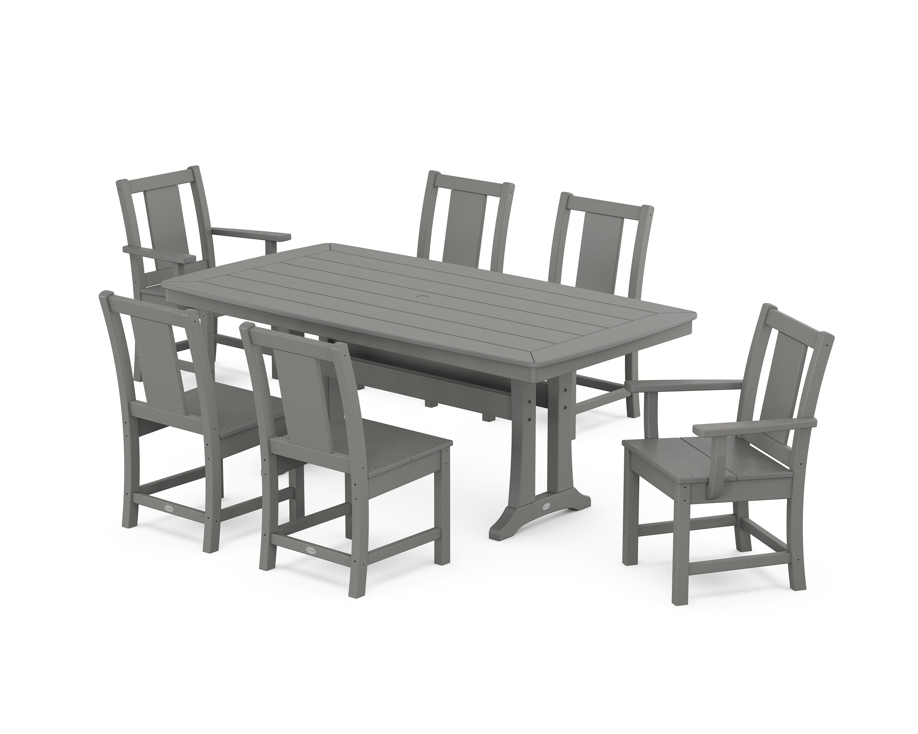Prairie 7-Piece Dining Set with Trestle Legs in Slate Grey