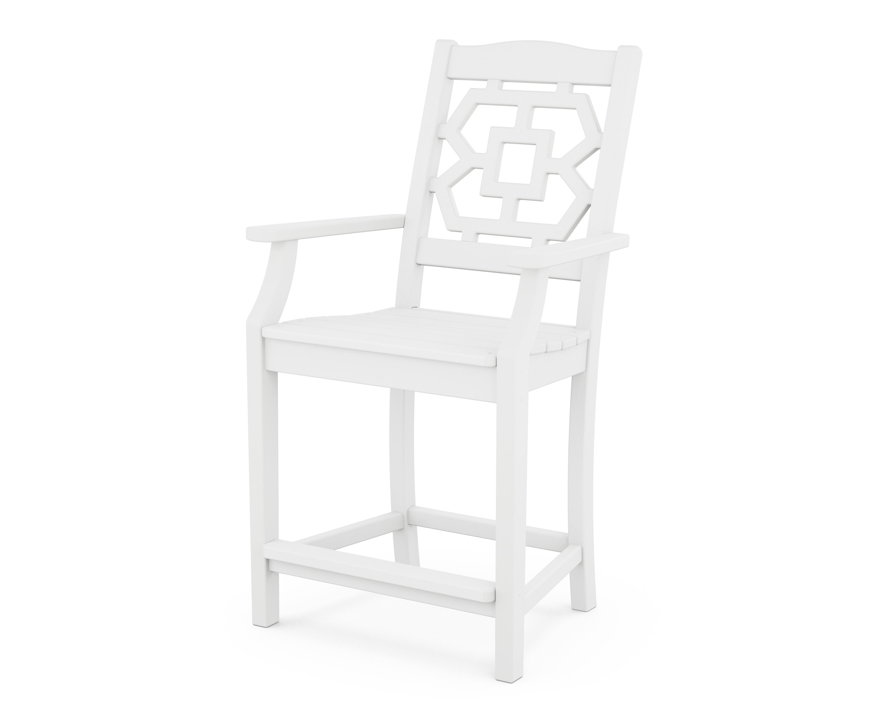 Chinoiserie Counter Arm Chair in White
