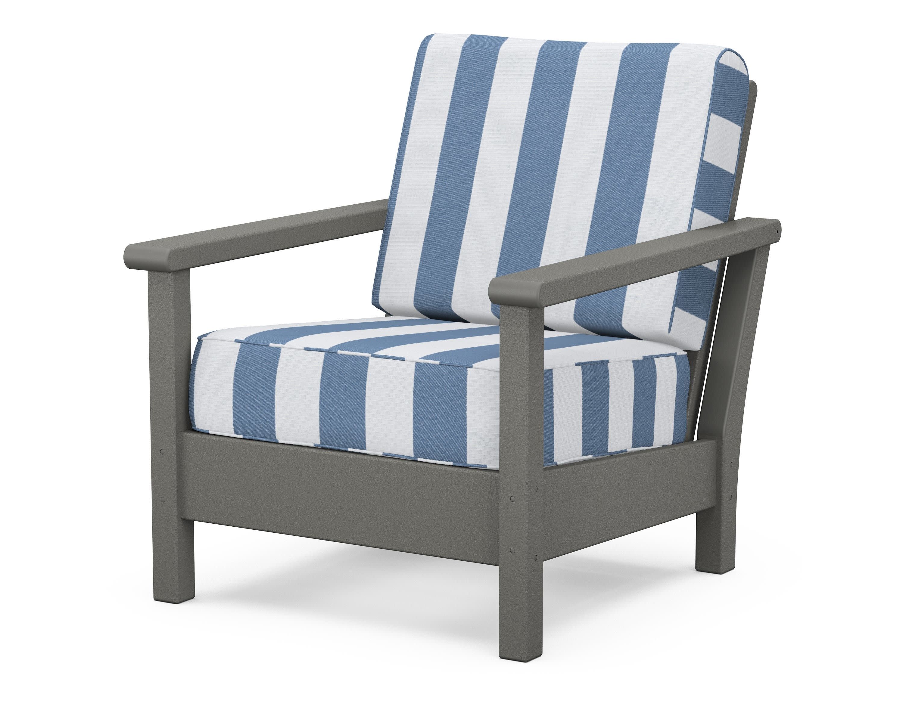 Harbour Deep Seating Chair in Slate Grey / Cabana Stripe Sky Blue