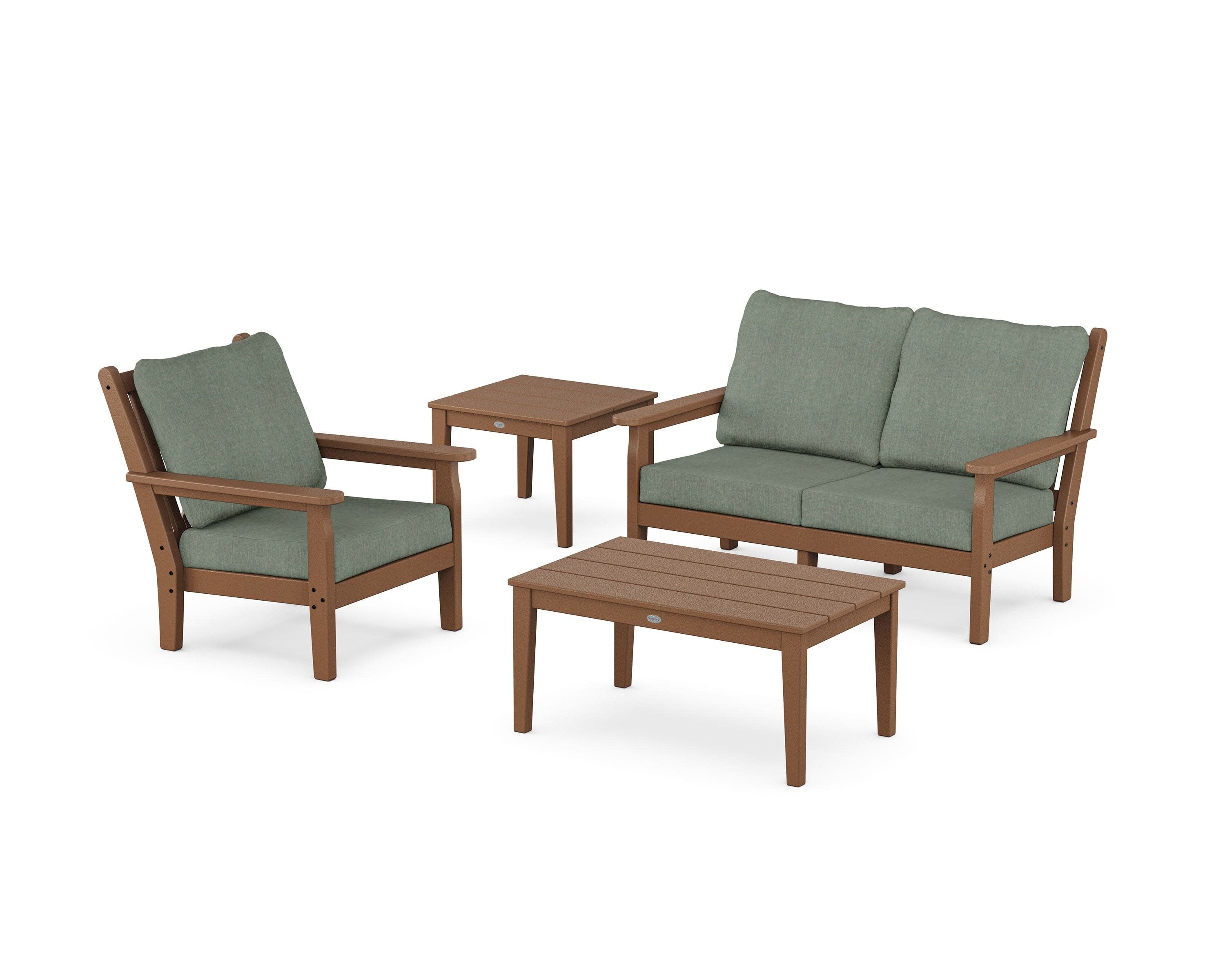 Chippendale 4-Piece Deep Seating Set in Teak / Cast Sage