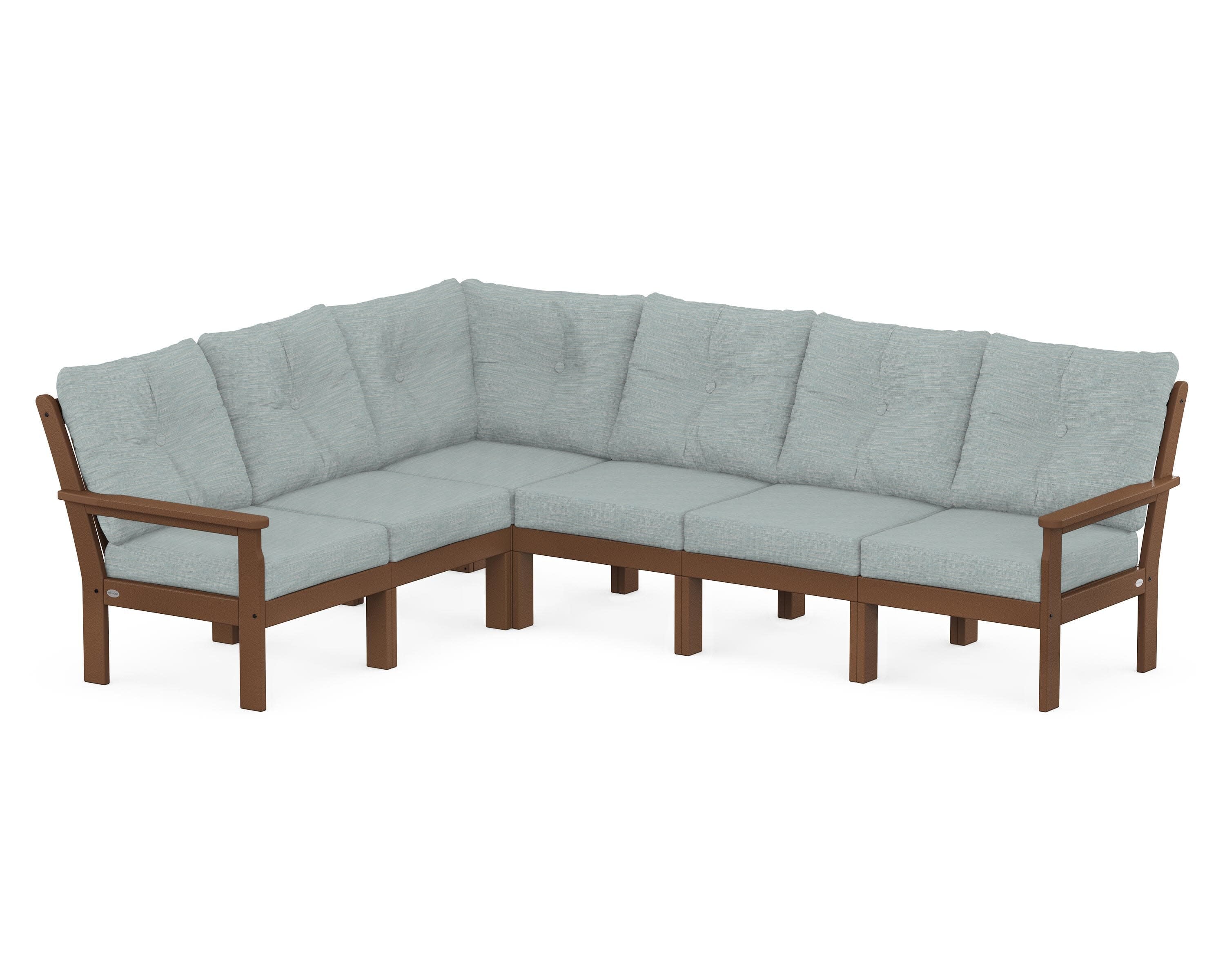 Vineyard 6-Piece Sectional in Teak / Soothe Mist