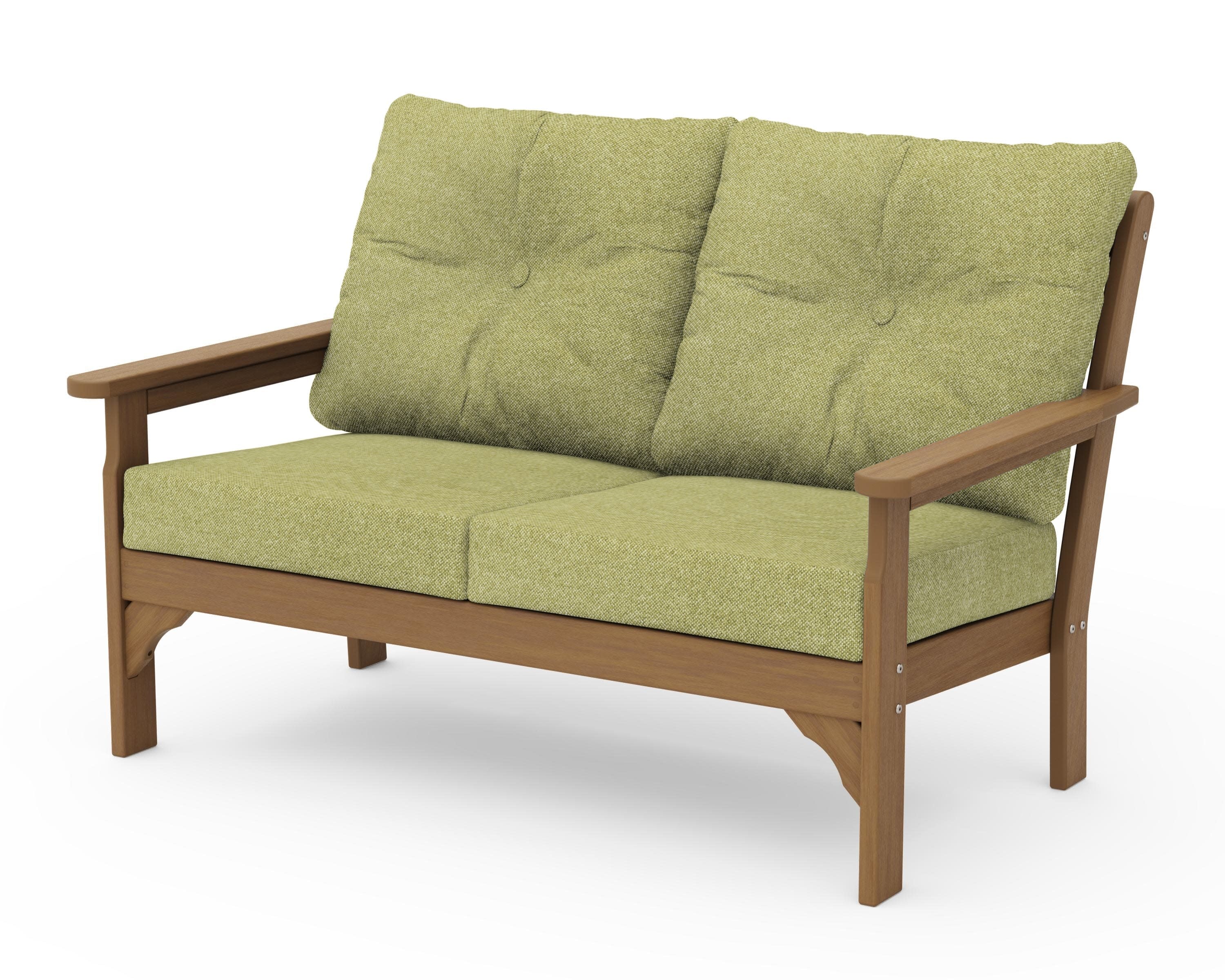 Vineyard Deep Seating Loveseat in Natural / Chartreuse Boucle