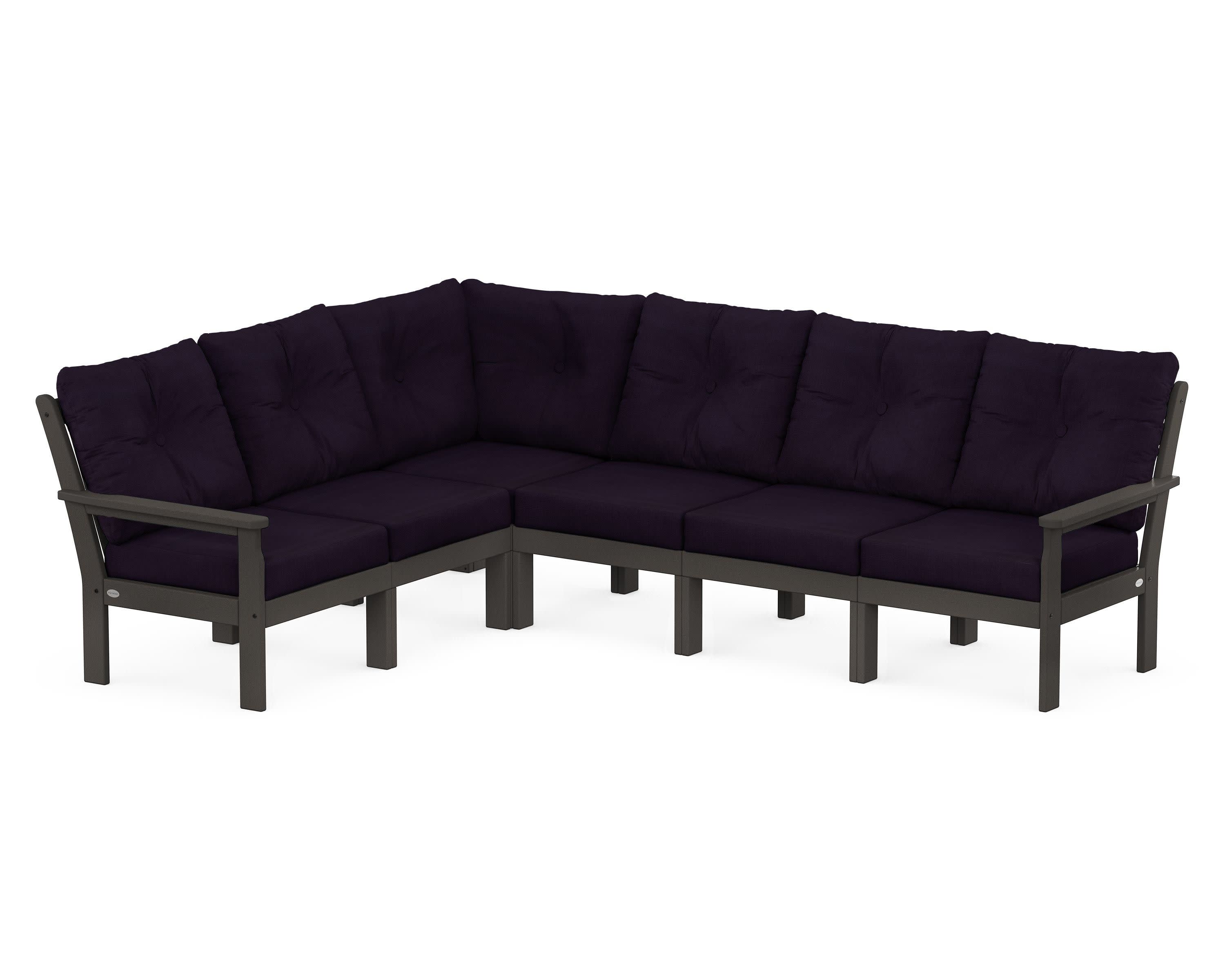 Vineyard 6-Piece Sectional in Vintage Coffee / Navy Linen
