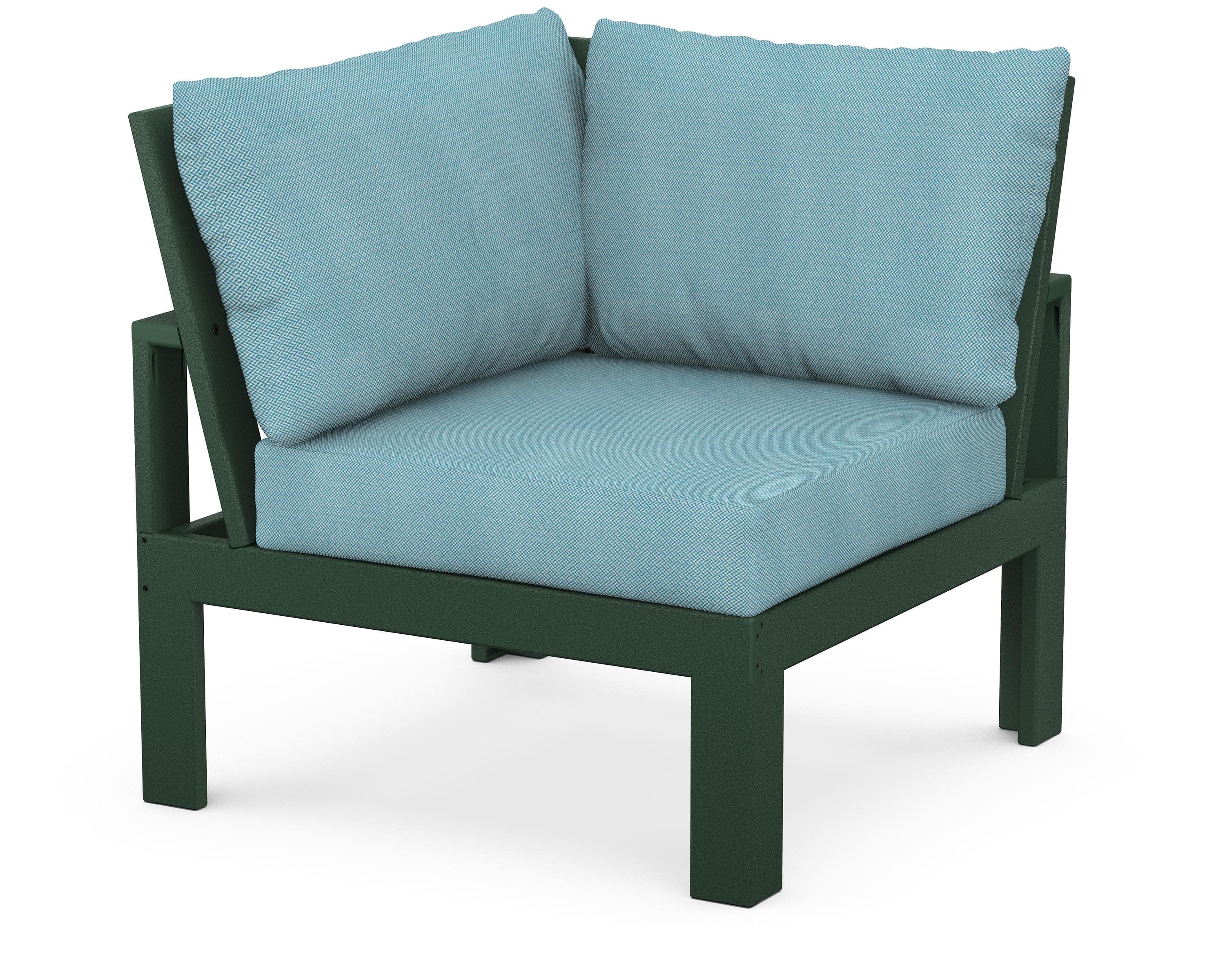 Modular Corner Chair in Green / Lattice Sky Blue