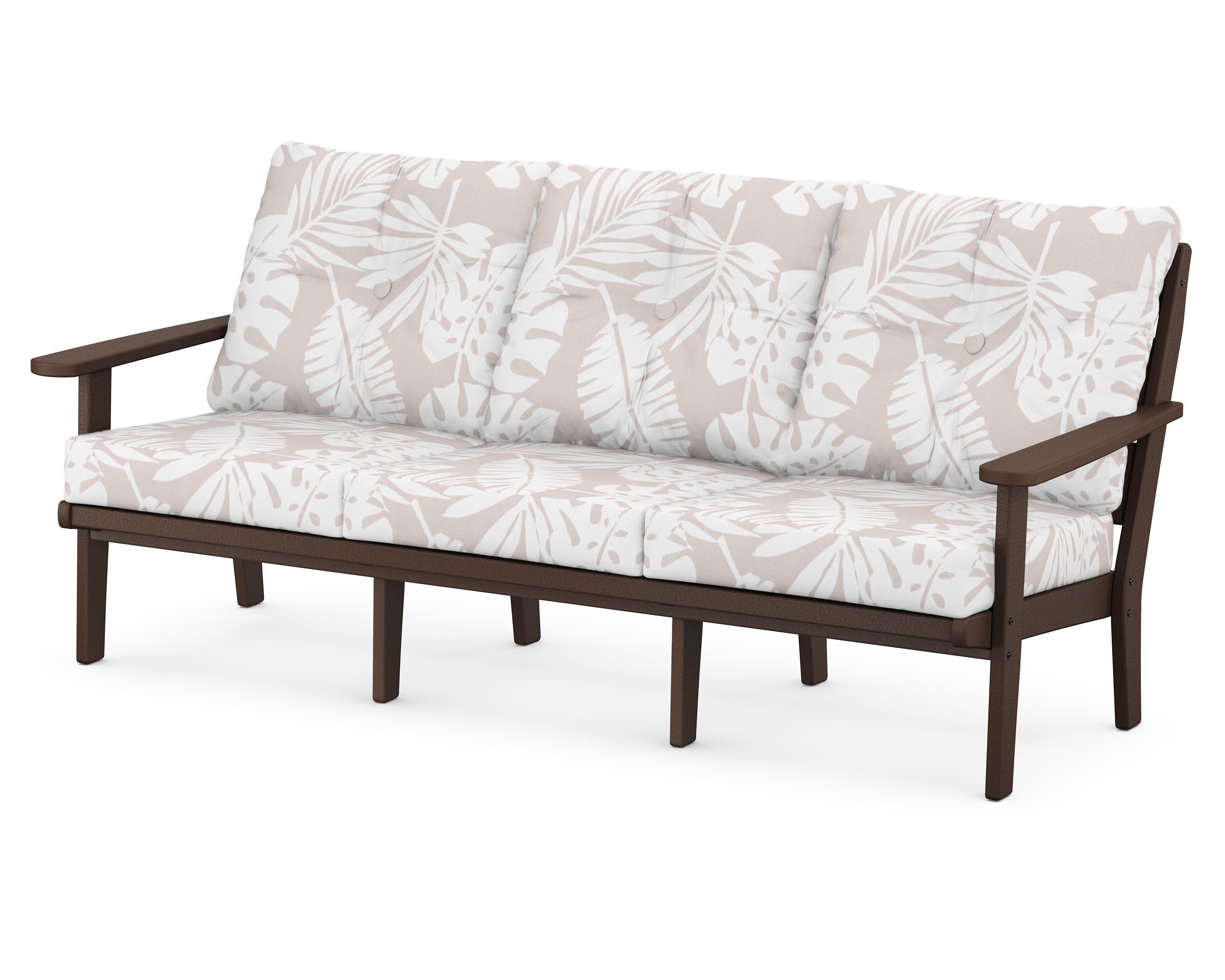 Lakeside Deep Seating Sofa in Mahogany / Leaf Dune Burlap