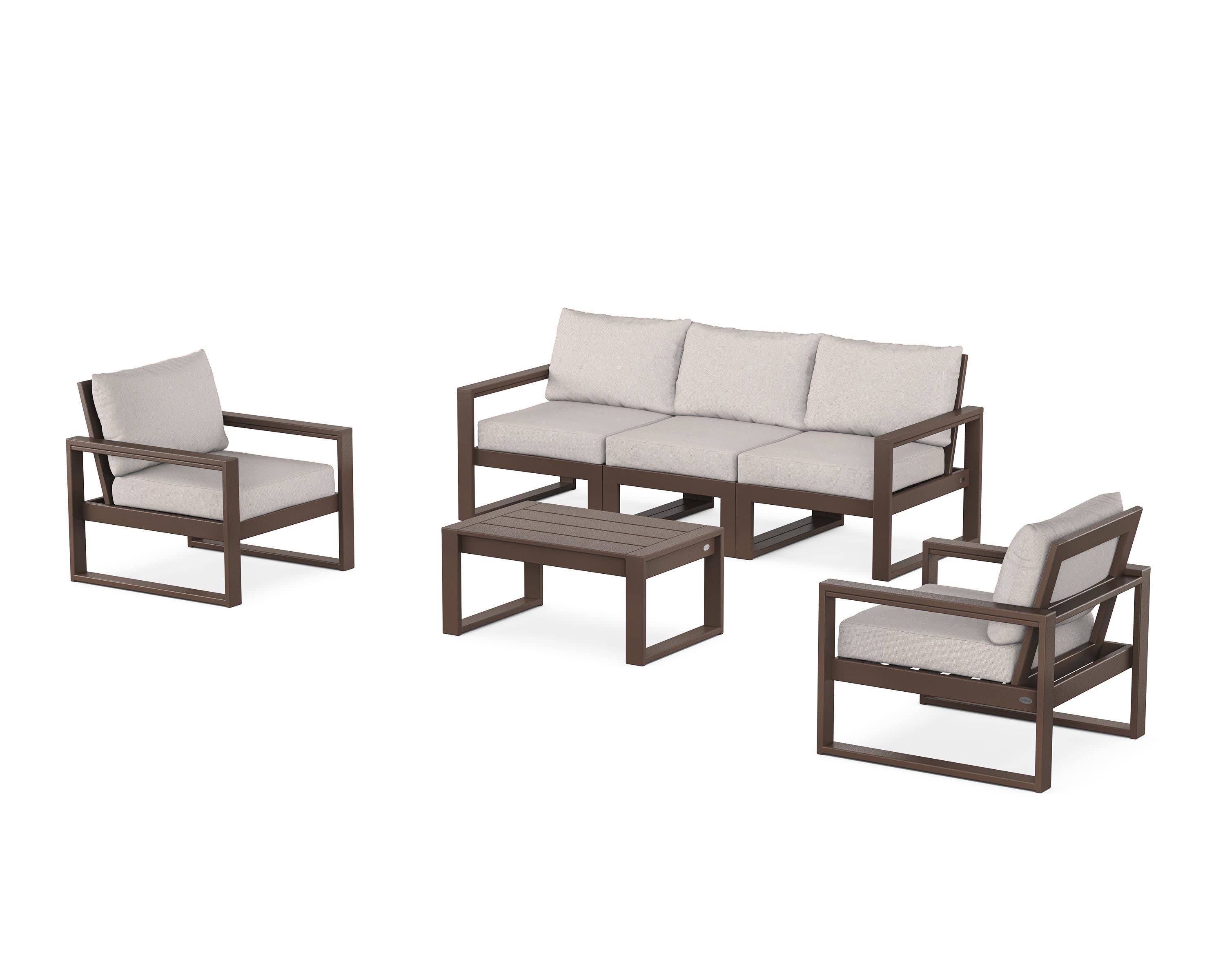 EDGE Sectional 4-Piece Deep Seating Set with Sofa in Mahogany / Dune Burlap