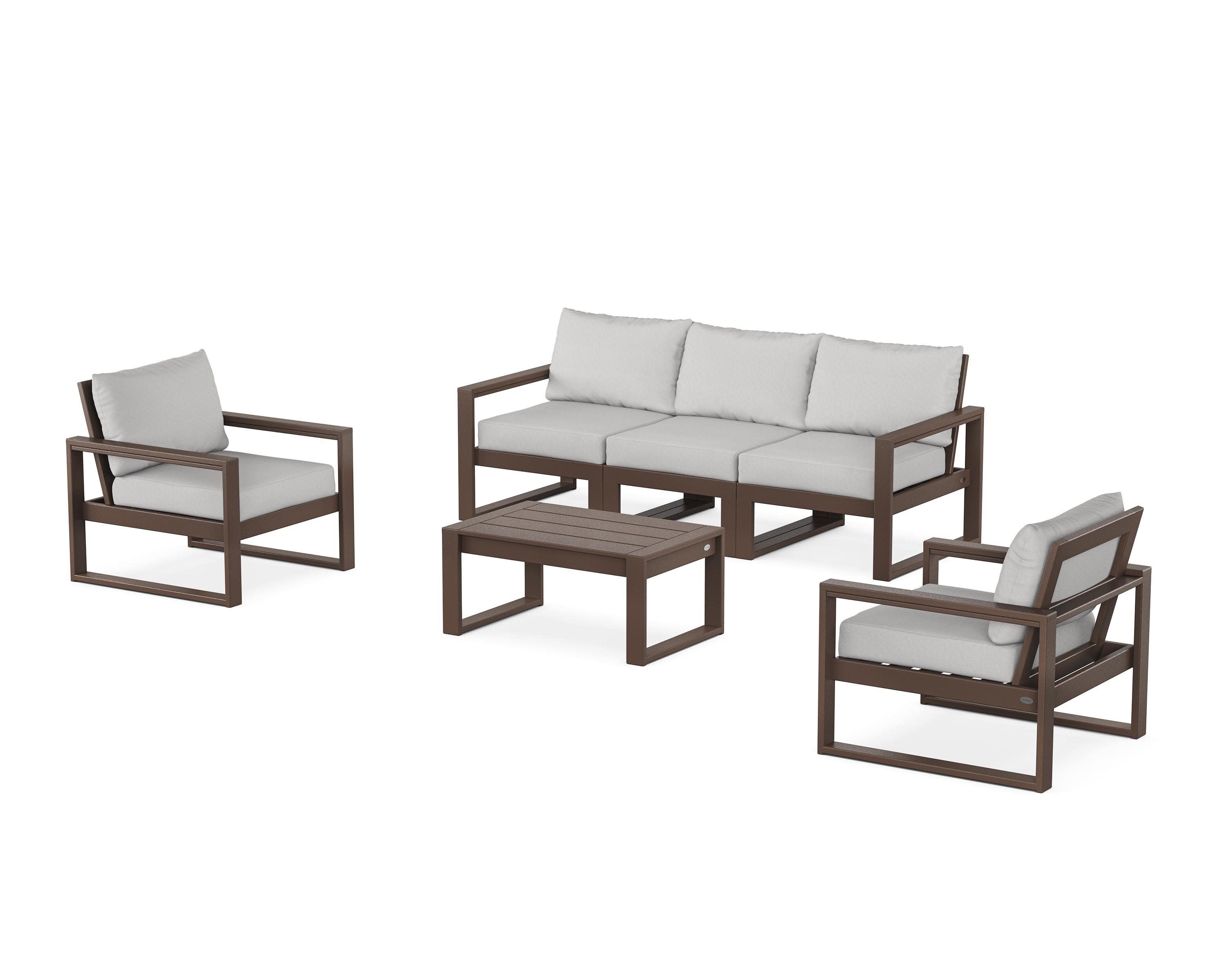 EDGE Sectional 4-Piece Deep Seating Set with Sofa in Mahogany / Diamond in the Rough