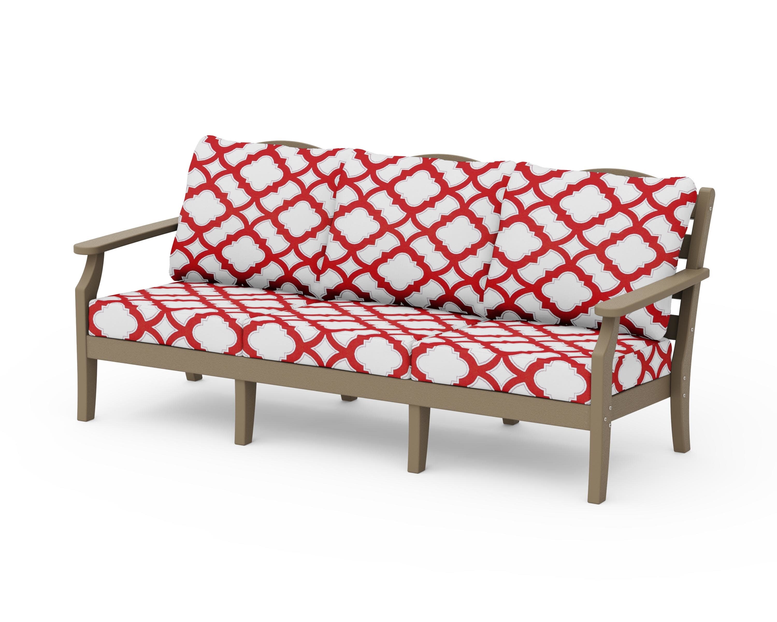 Savannah Deep Seating Sofa in Vintage Sahara / Trellis Crimson