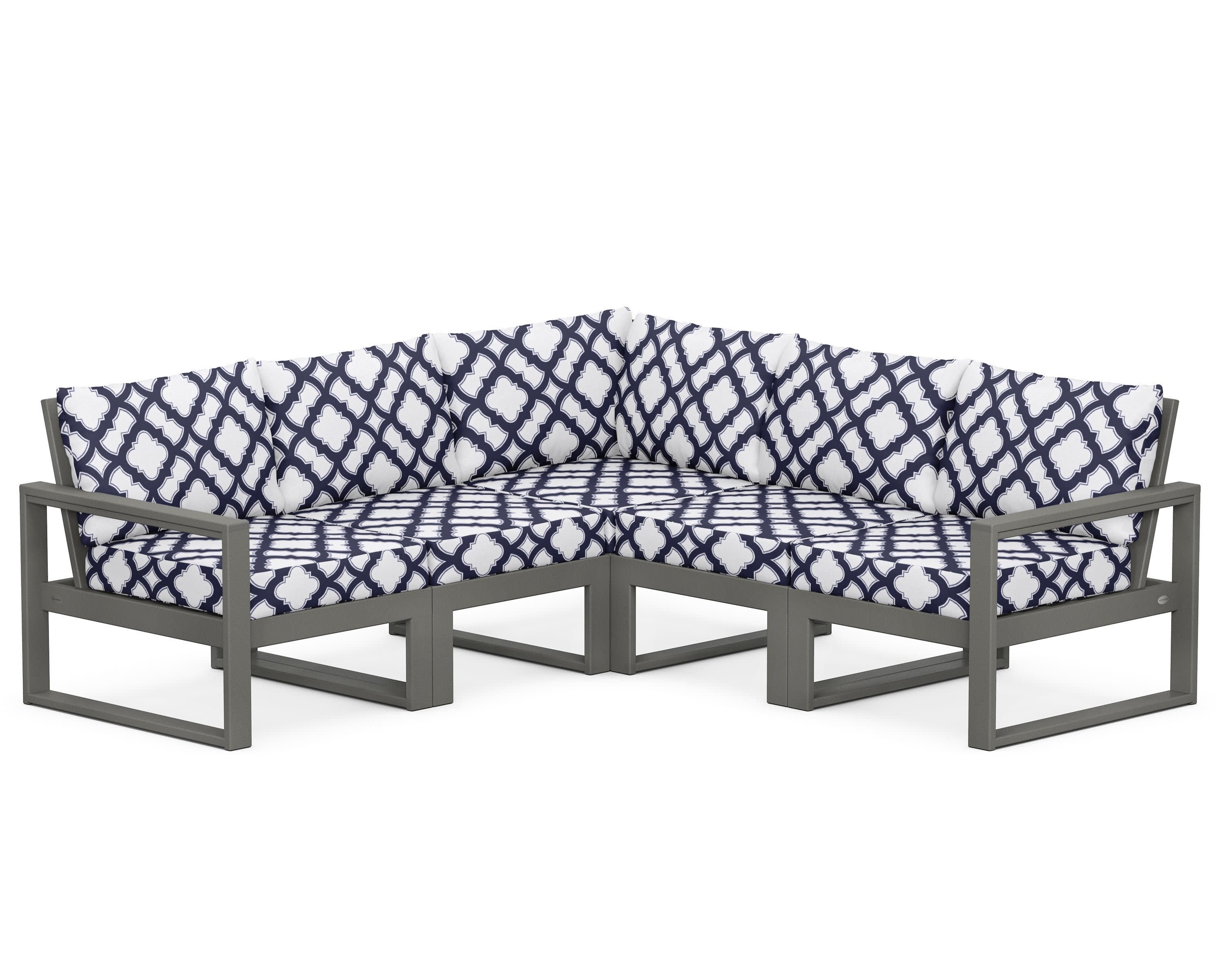 EDGE 5-Piece Modular Deep Seating Set in Slate Grey / Trellis Navy