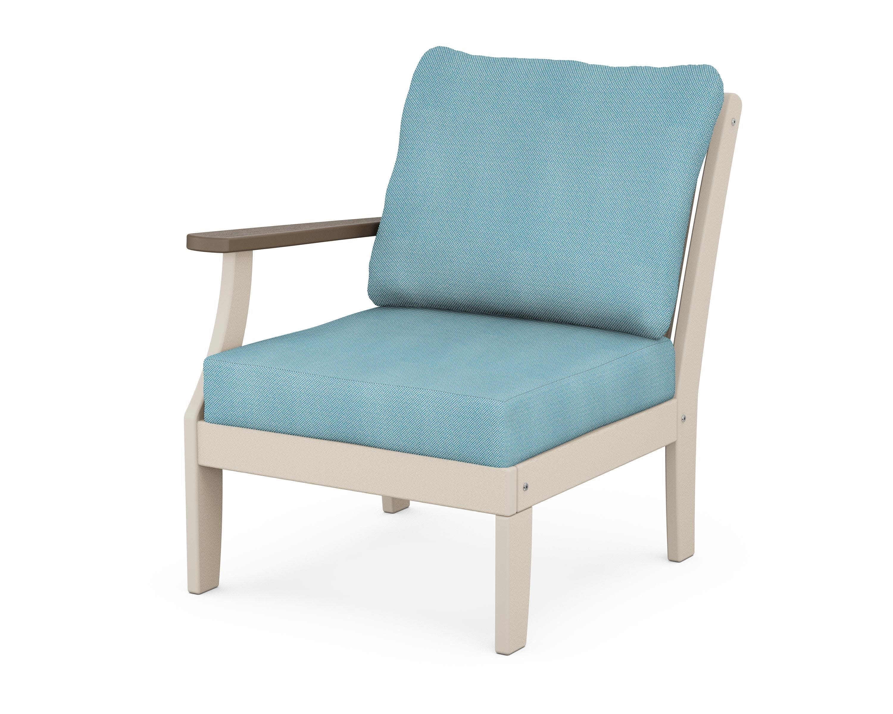 Braxton Modular Left Arm Chair in Sand / Kona / Lattice Sky Blue