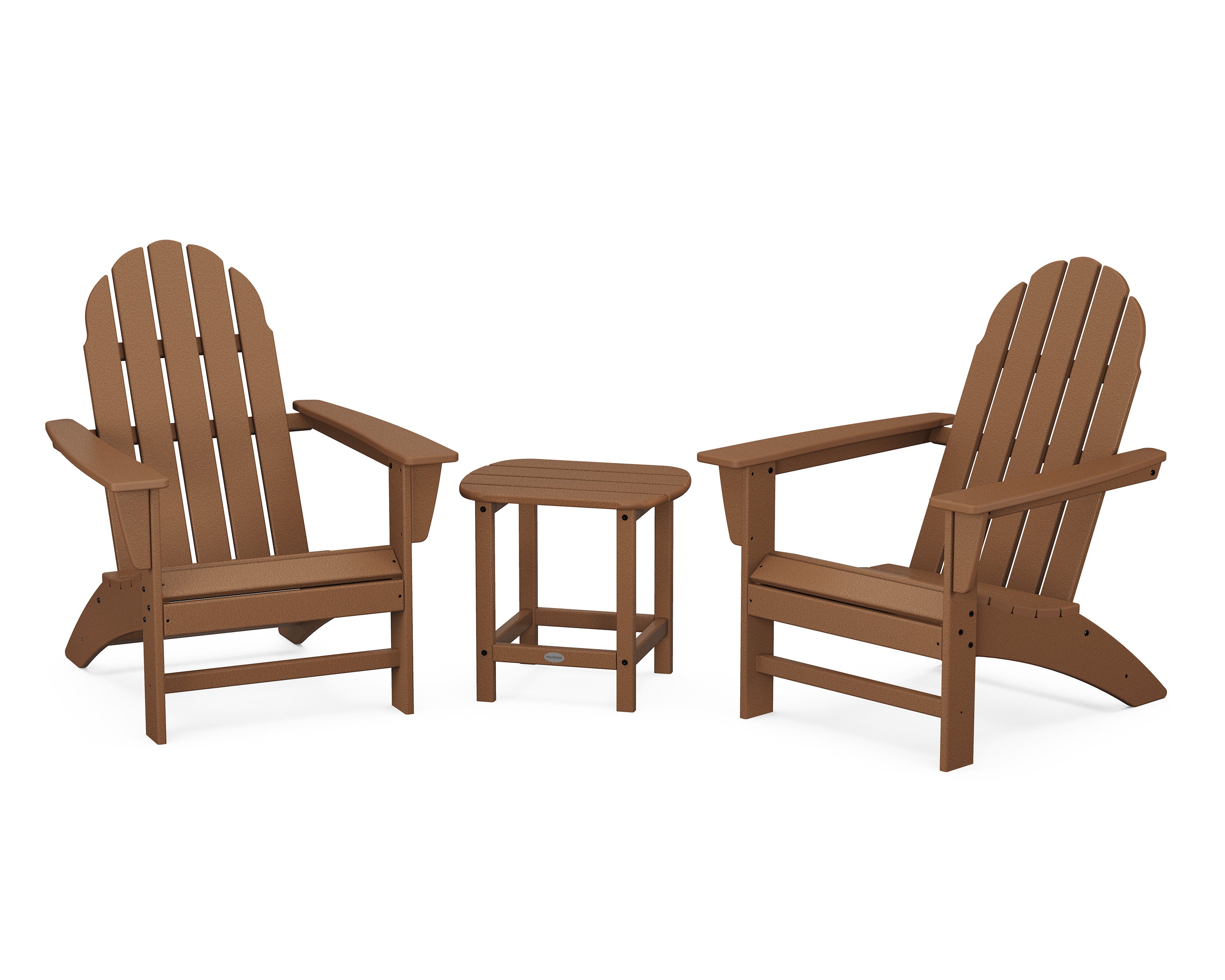 Vineyard 3-Piece Adirondack Set with South Beach 18" Side Table in Teak