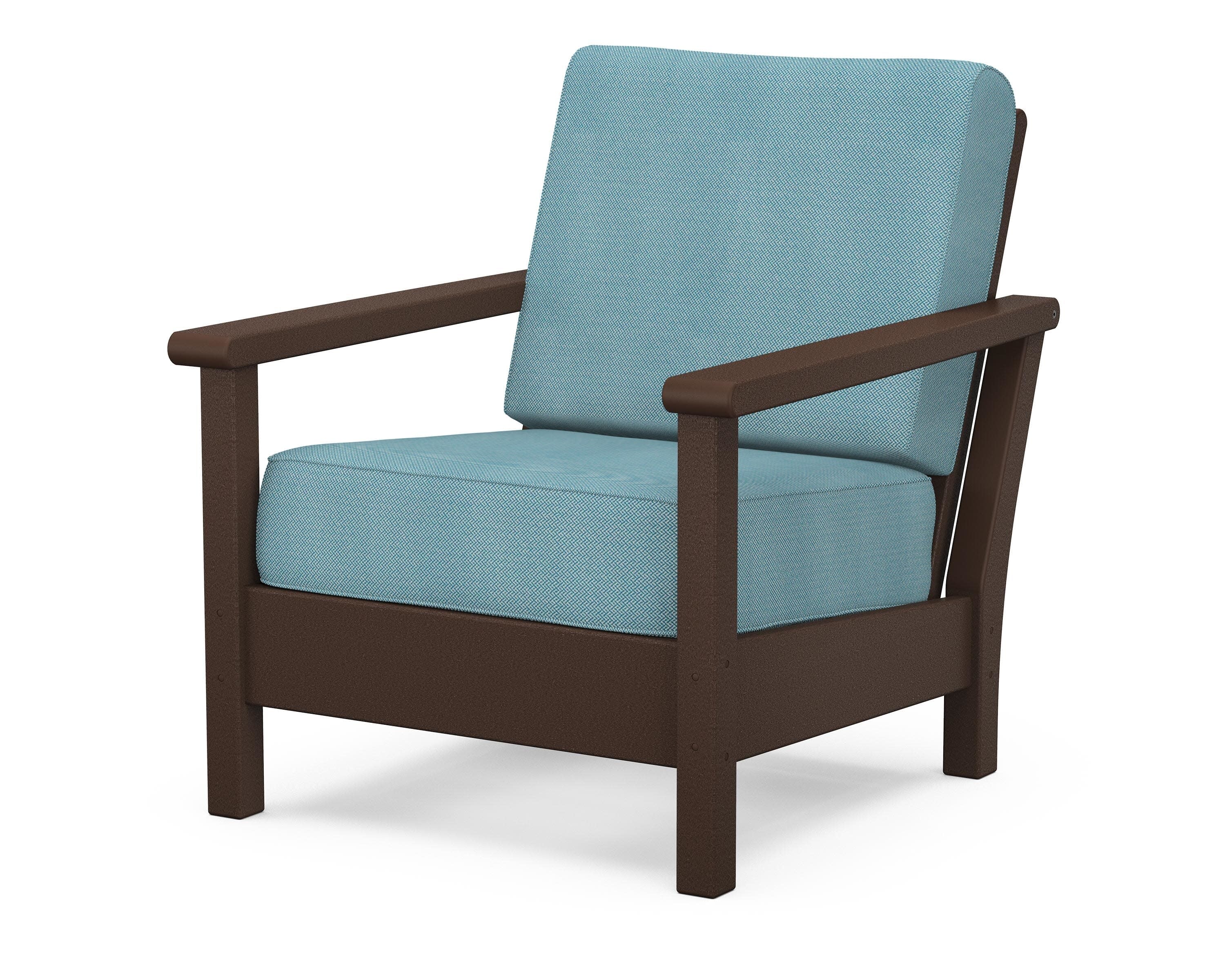Harbour Deep Seating Chair in Mahogany / Lattice Sky Blue