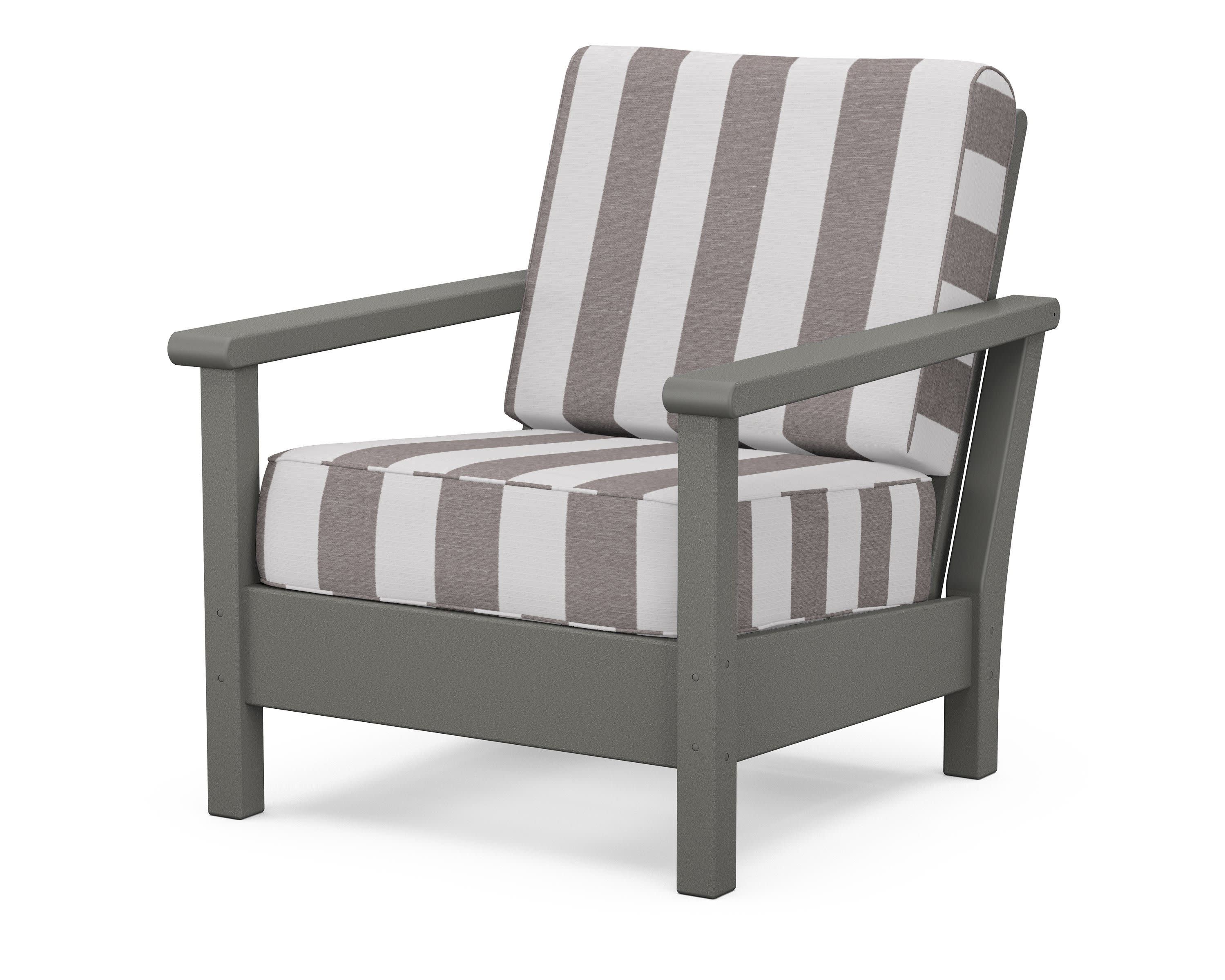 Harbour Deep Seating Chair in Slate Grey / Cabana Stripe Grey Mist