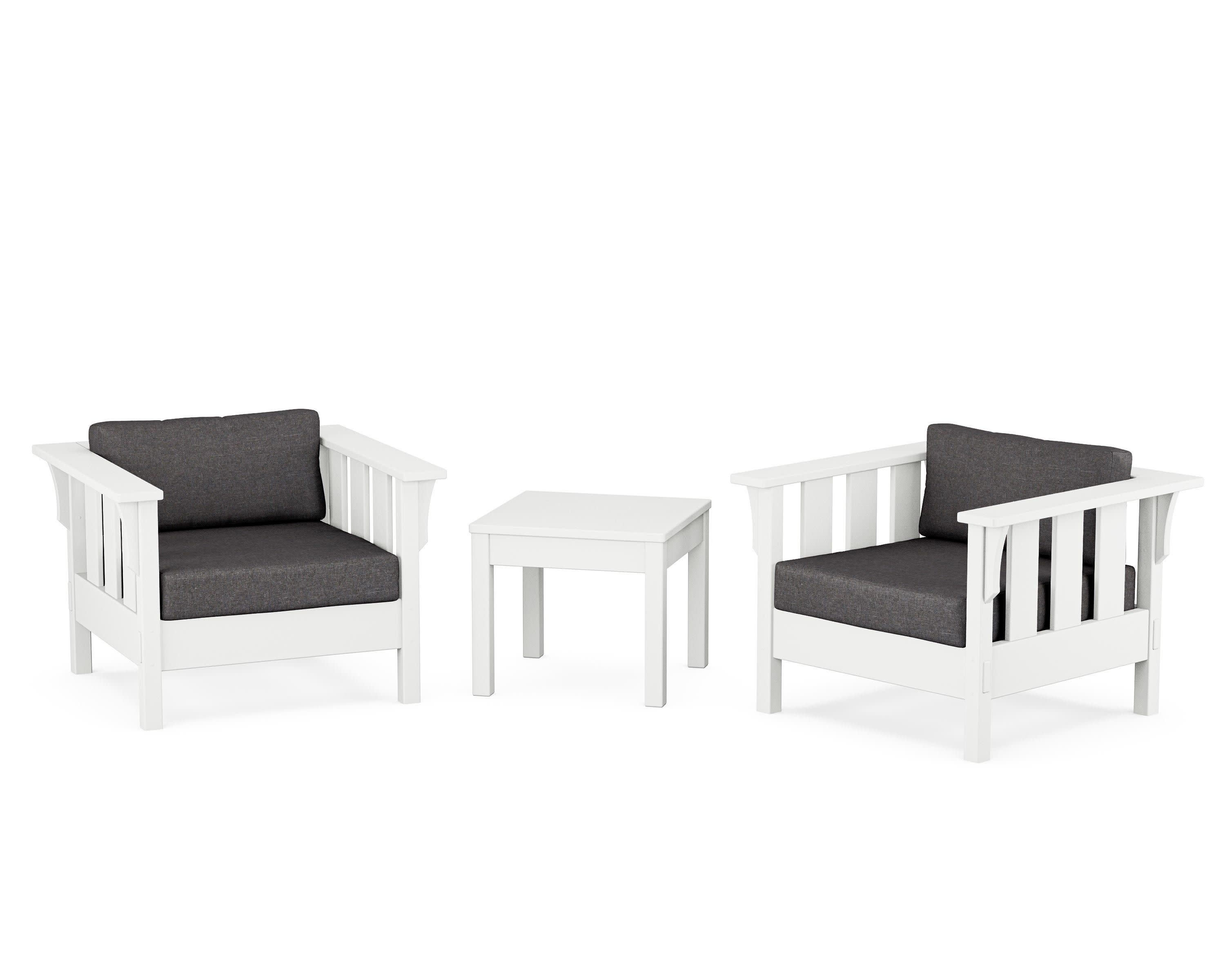 Acadia 3-Piece Deep Seating Set in White / Ash Charcoal