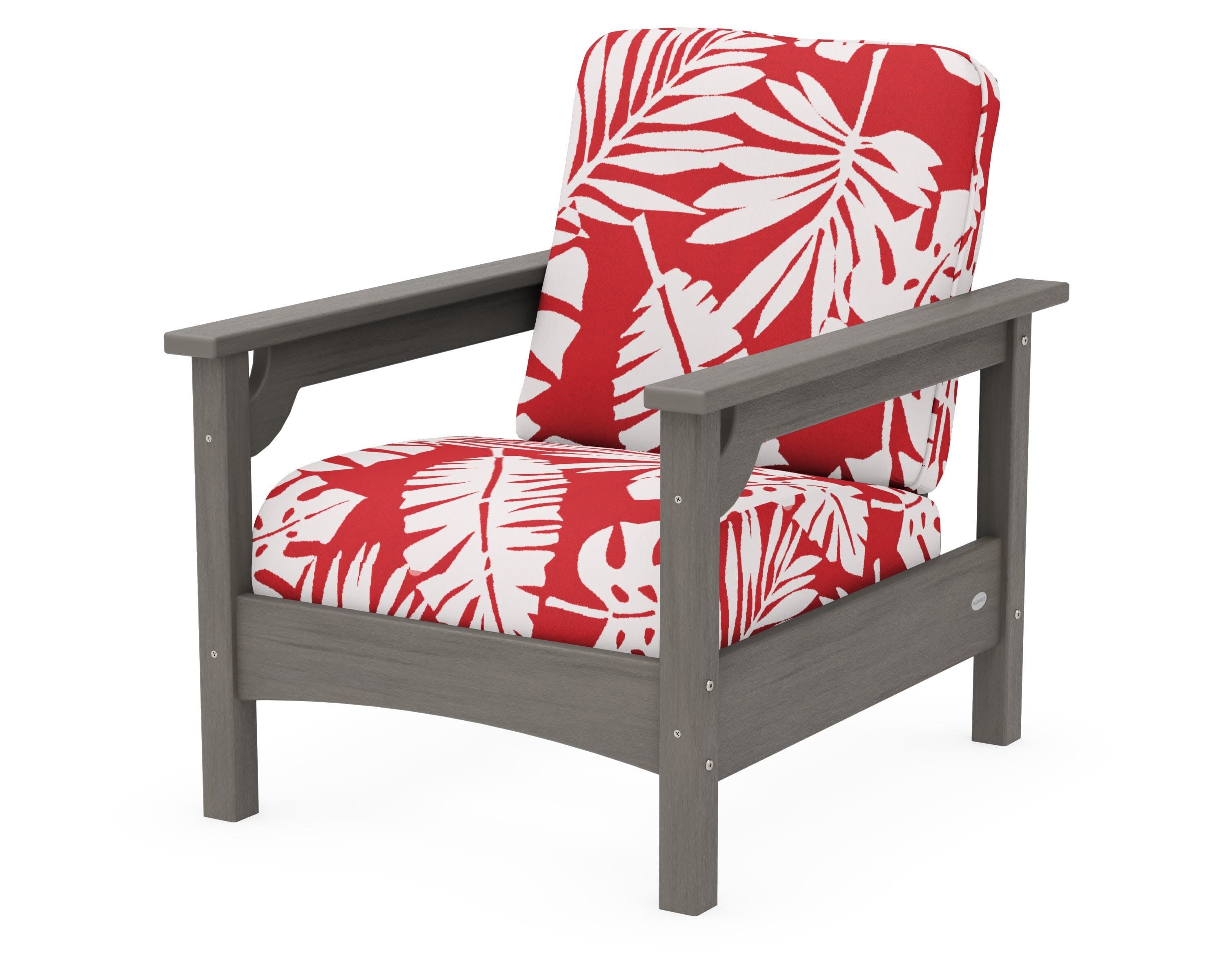 Club Chair in Driftwood / Leaf Crimson