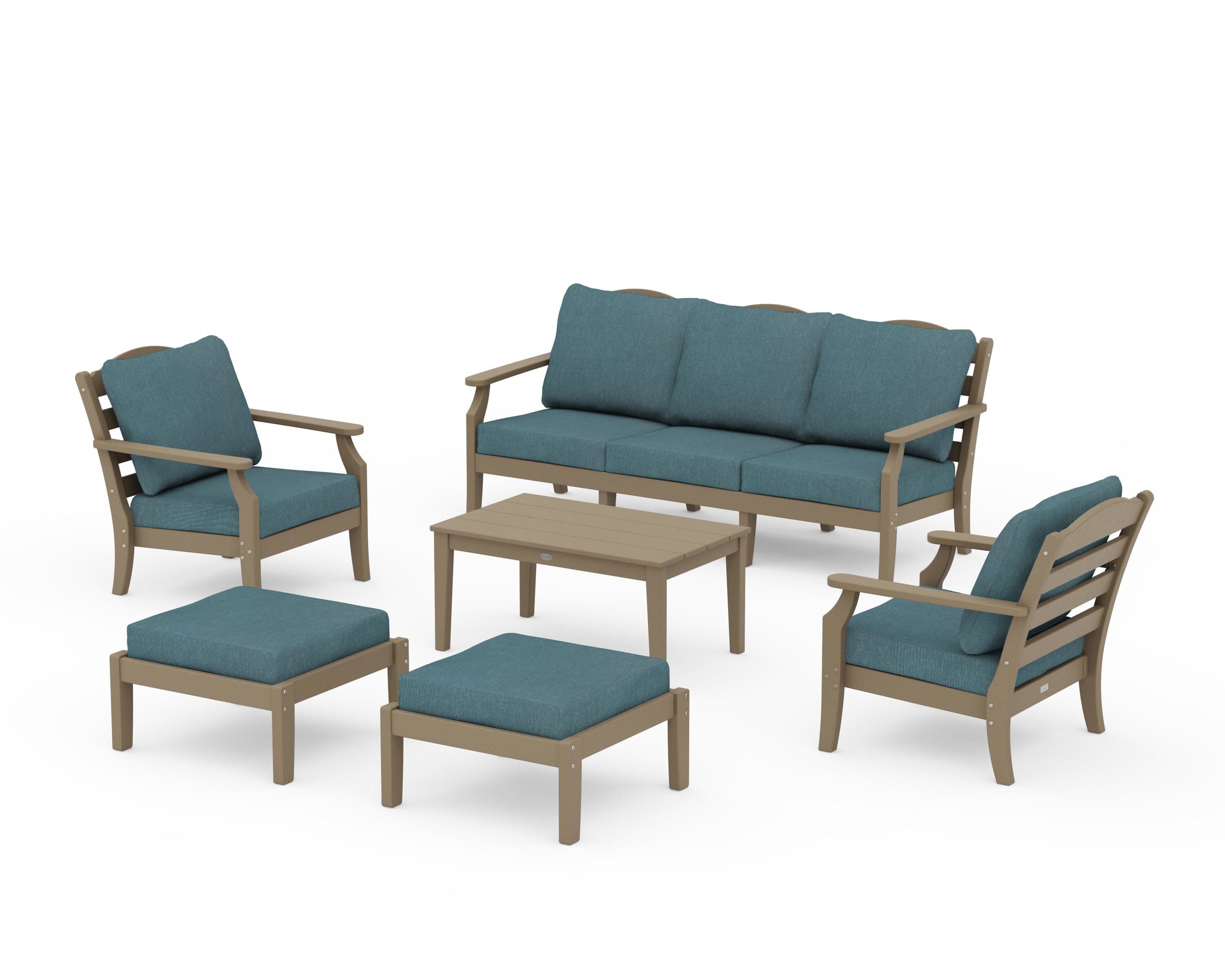 Savannah 6-Piece Lounge Sofa Set in Vintage Sahara / Ocean Teal
