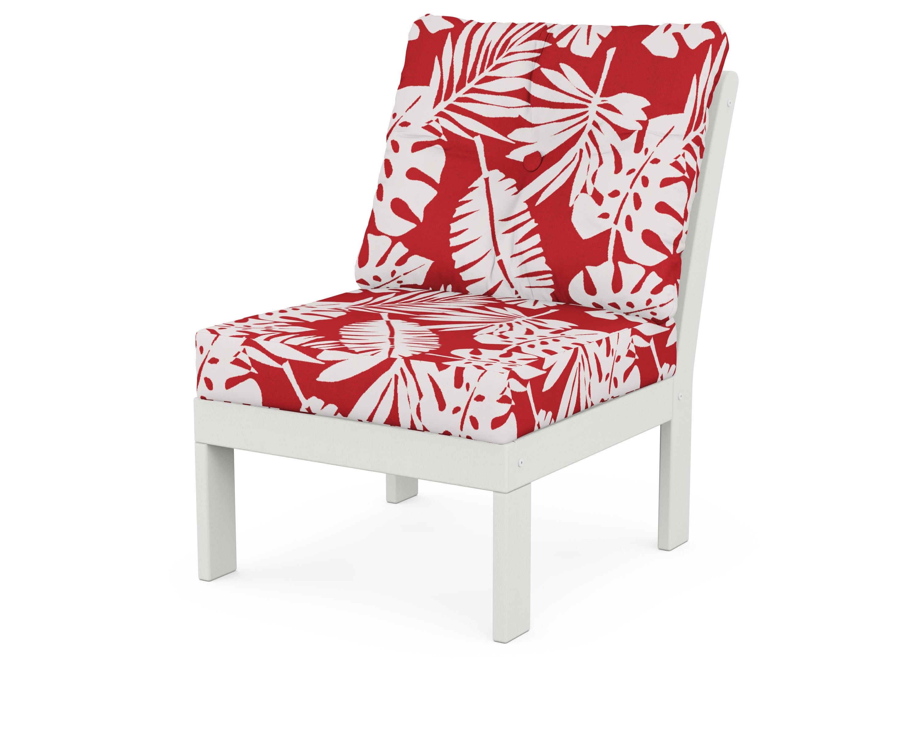 Vineyard Modular Armless Chair in Vintage White / Leaf Crimson