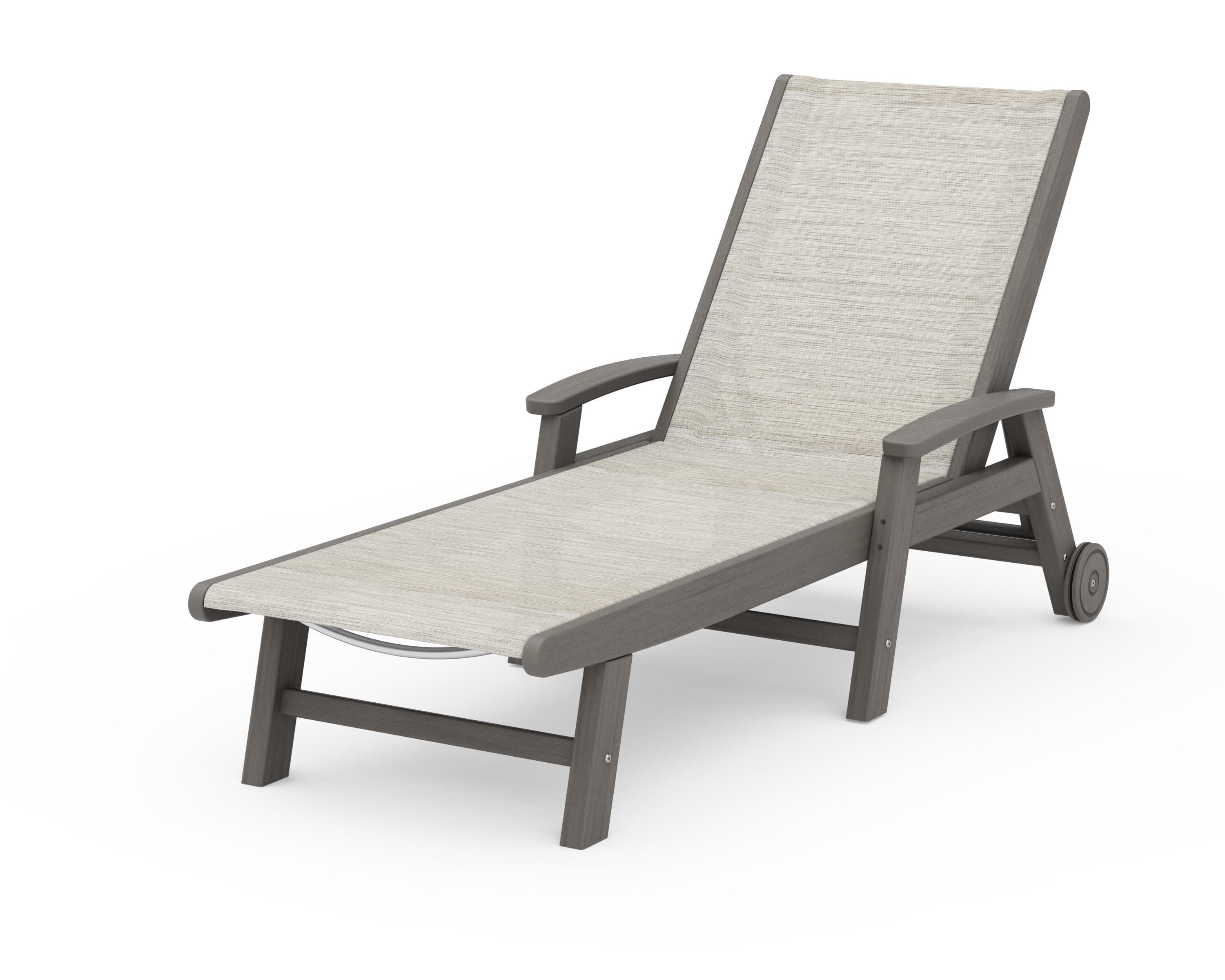 Coastal Chaise with Wheels in Driftwood / Birch Sling