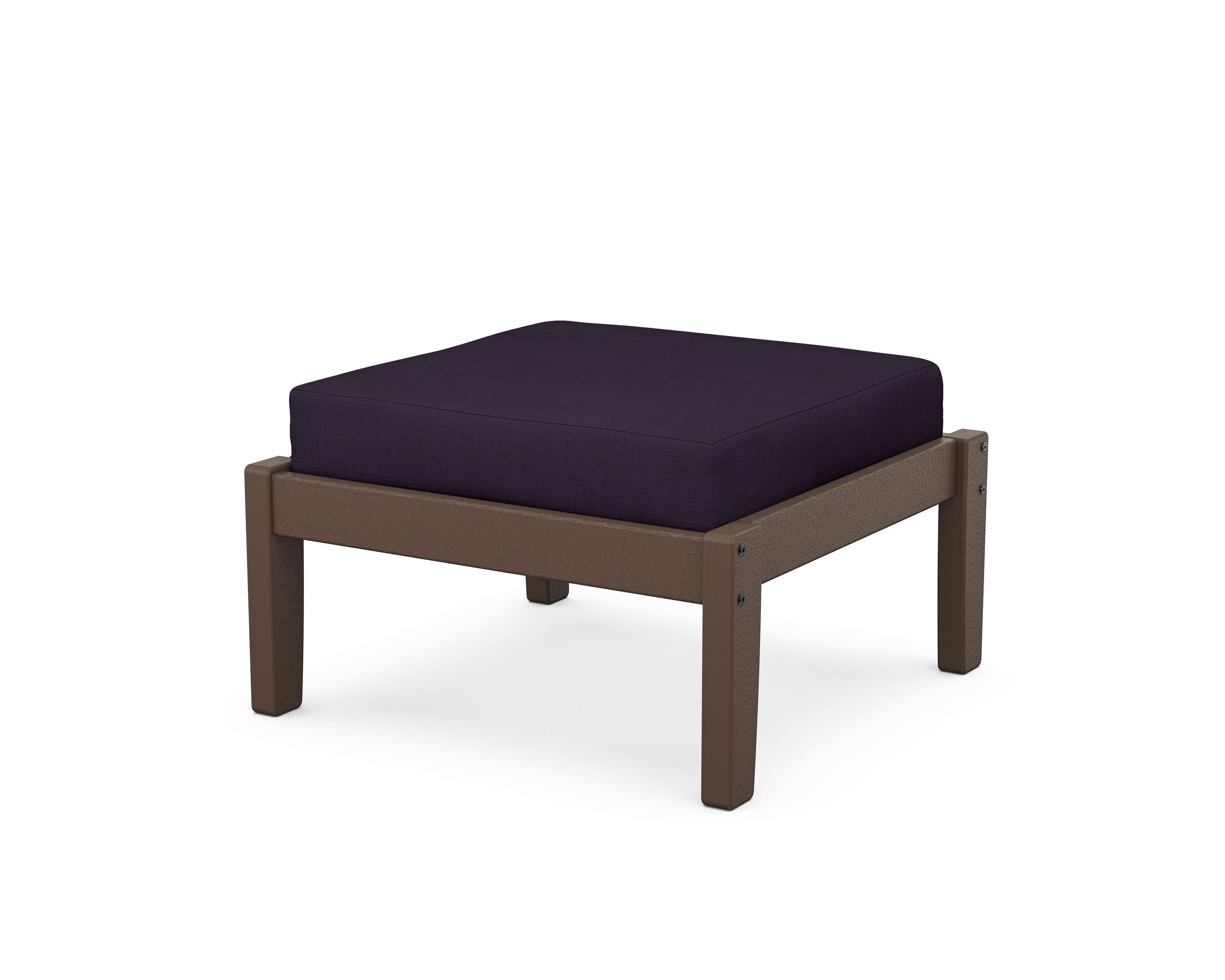 Deep Seating Ottoman in Mahogany / Navy Linen