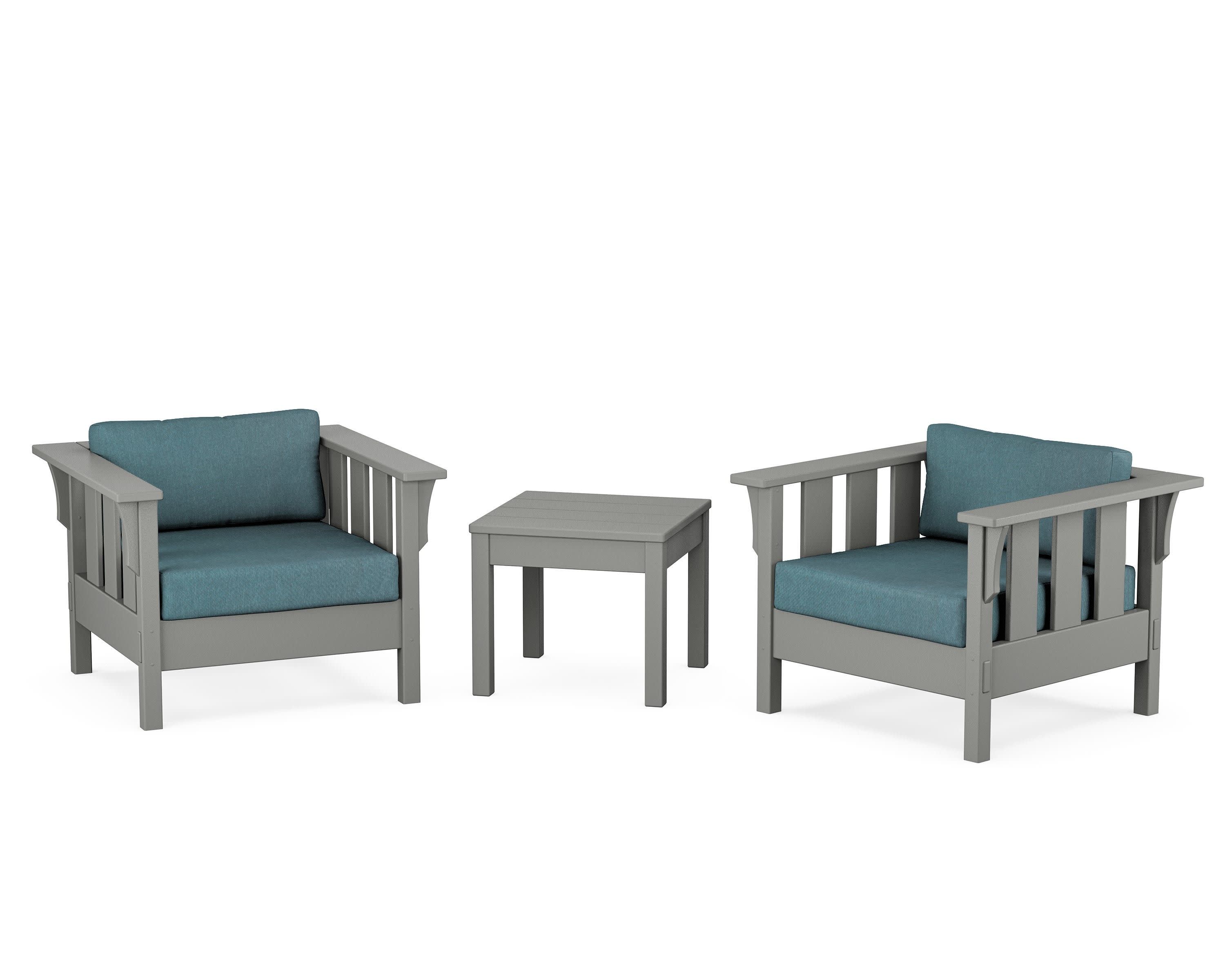Acadia 3-Piece Deep Seating Set in Slate Grey / Ocean Teal