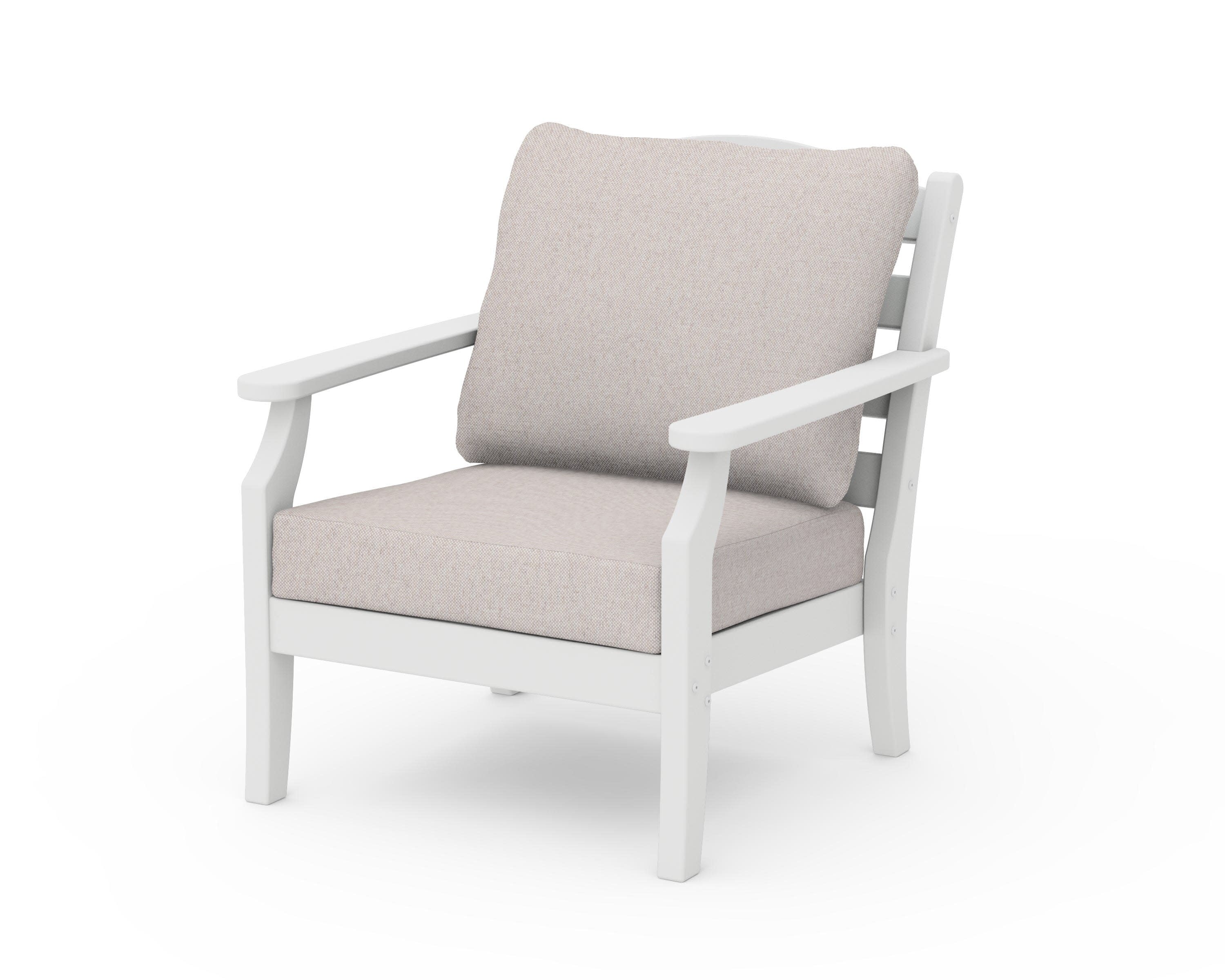 Savannah Deep Seating Chair in White / Dune Burlap