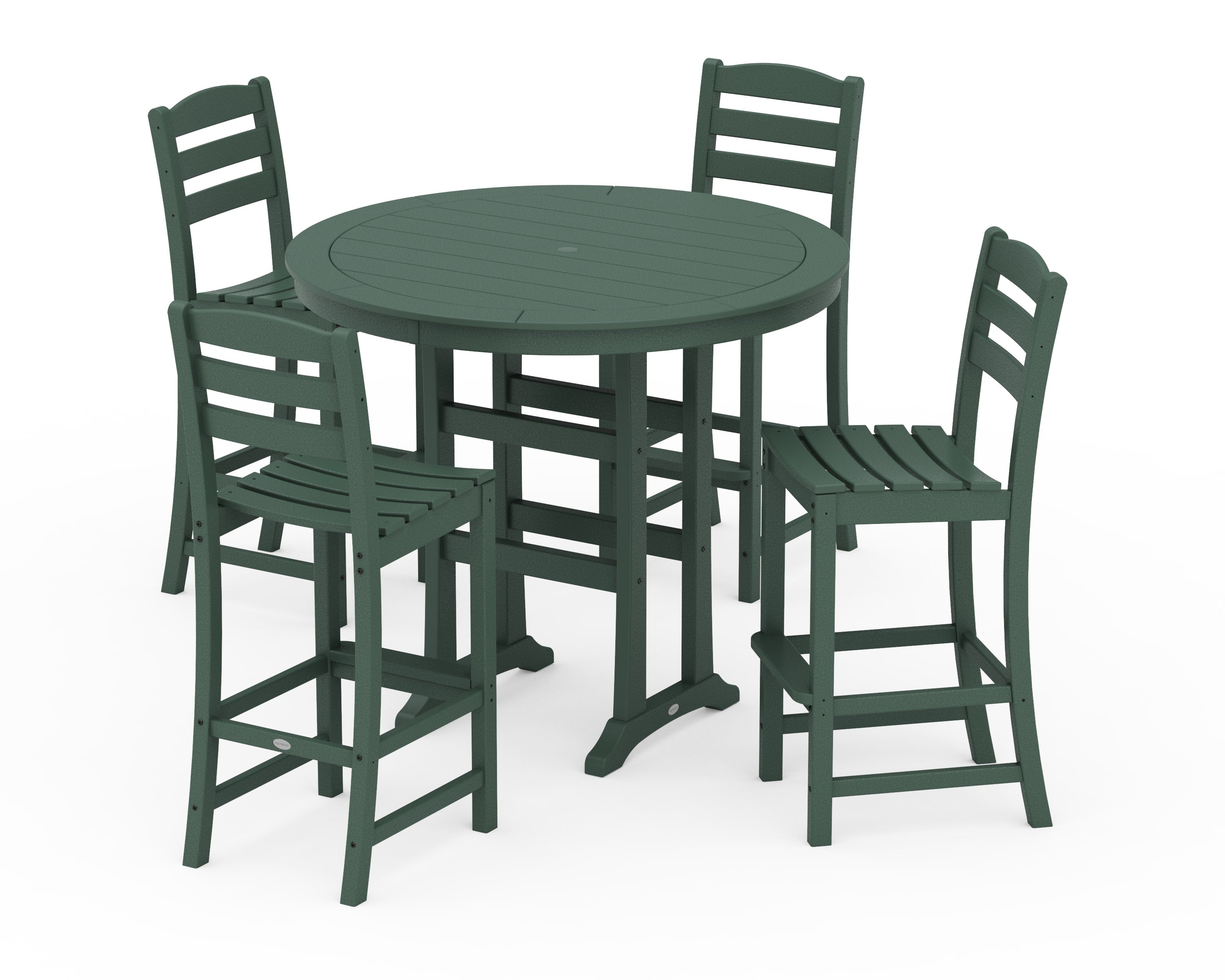 La Casa Caf 5-Piece Side Chair Bar Dining Set in Green
