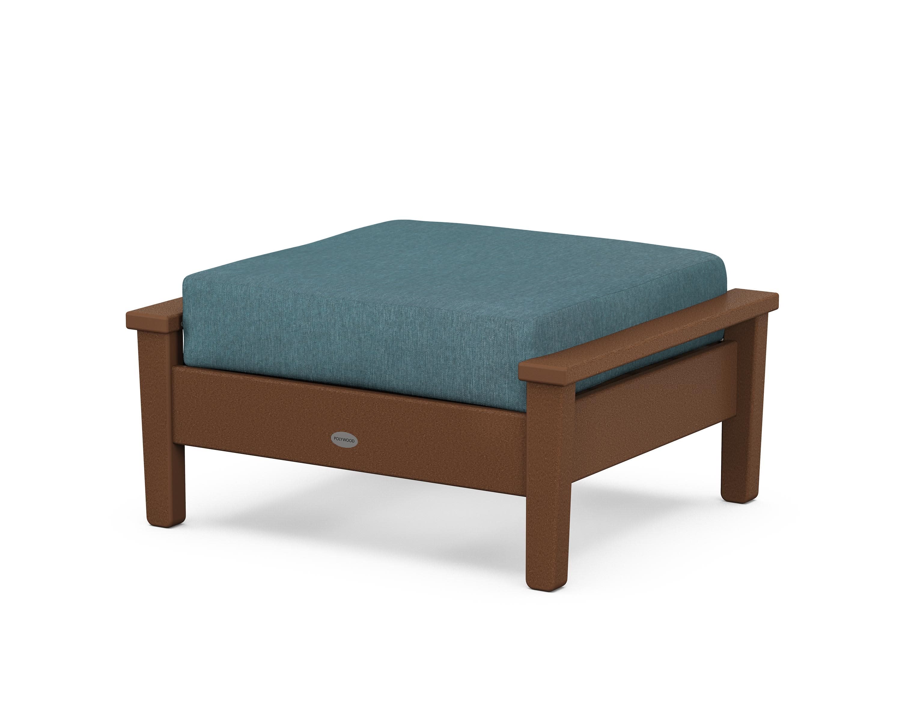 Prescott Deep Seating Ottoman in Teak / Ocean Teal