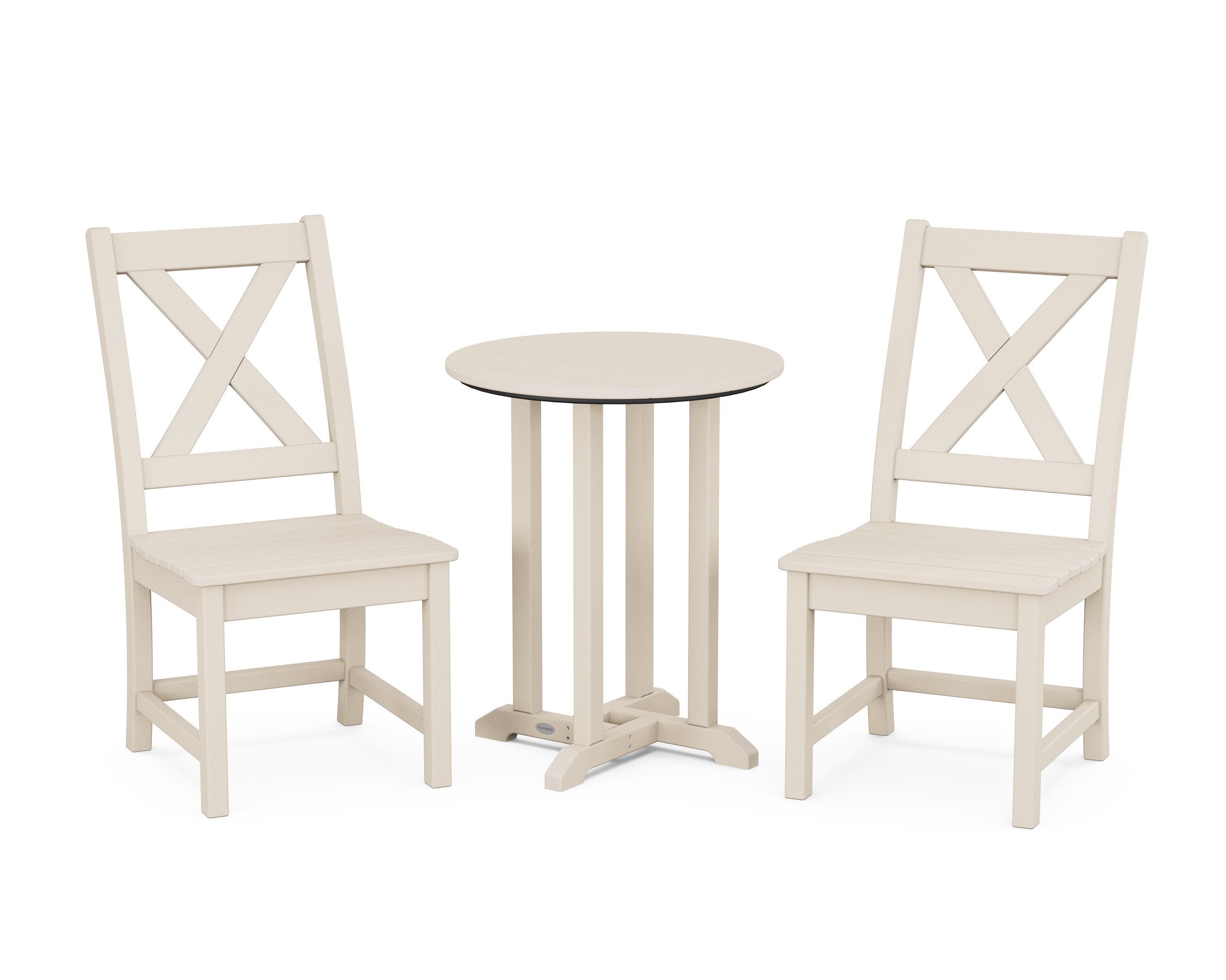 Braxton Side Chair 3-Piece Round Bistro Dining Set in Sand