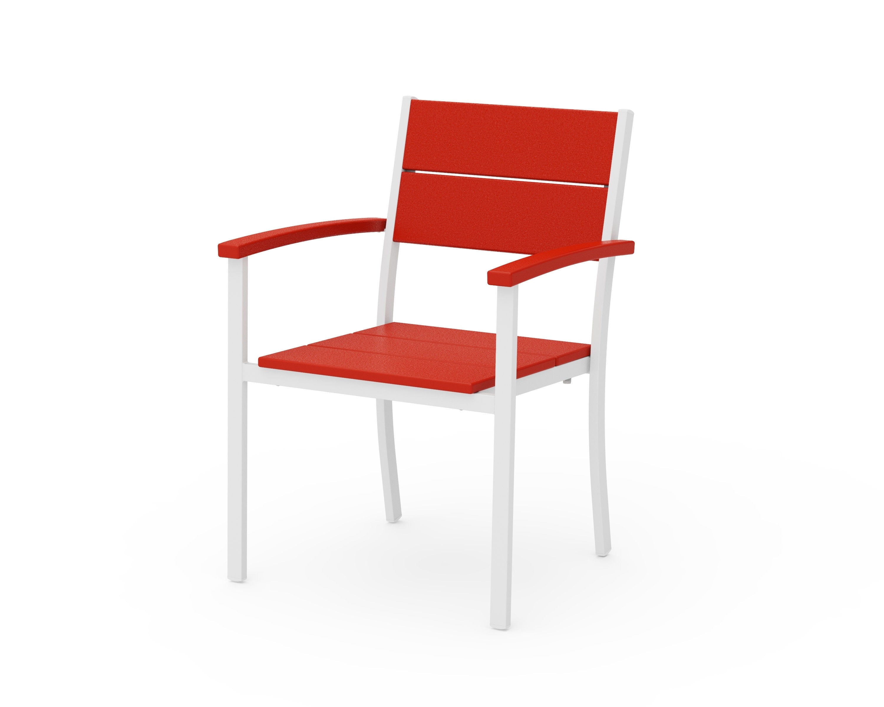 Main Street Stacking Dining Arm Chair in White / Sunset Red