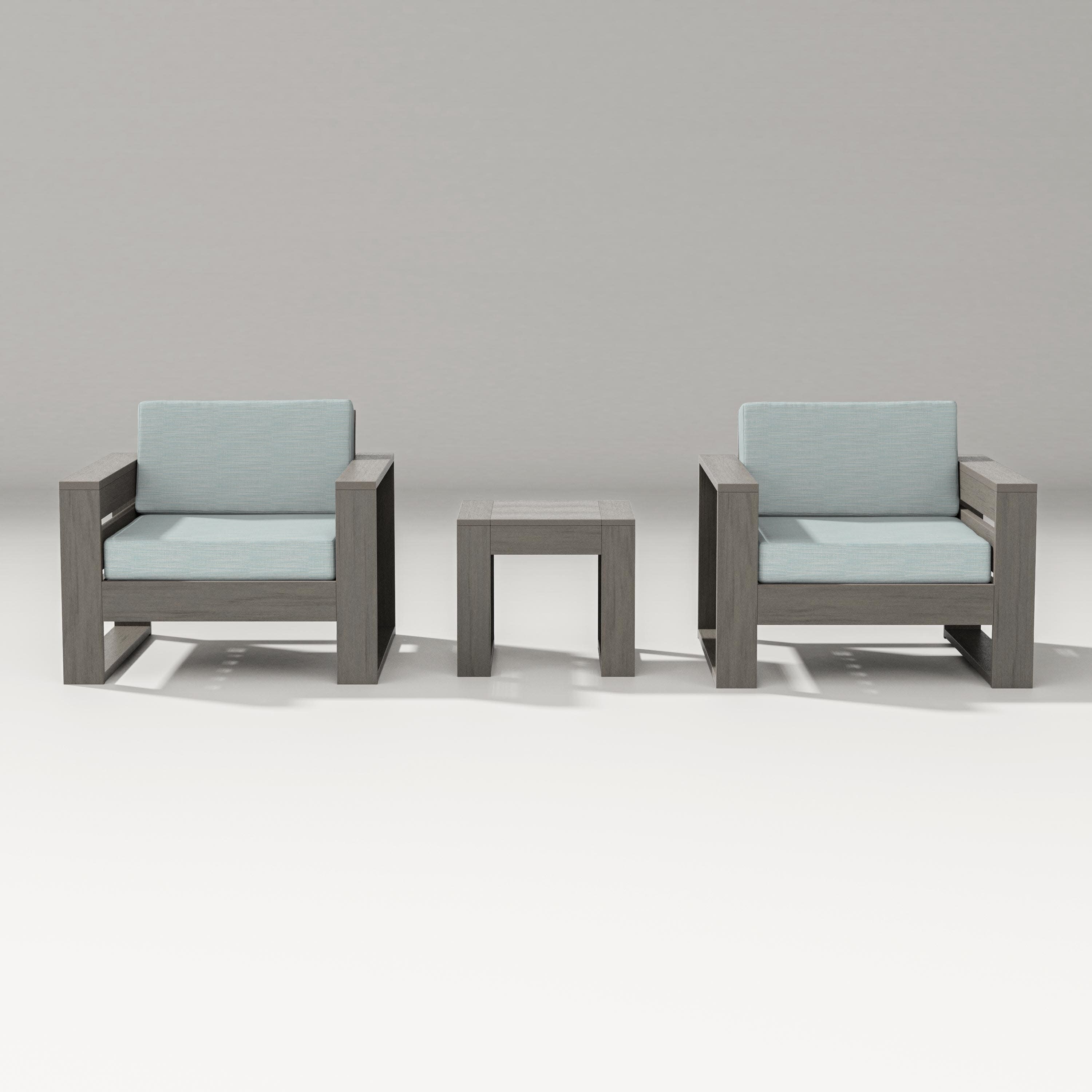 Latitude 3-Piece Lounge Chair Set in Driftwood / Soothe Mist