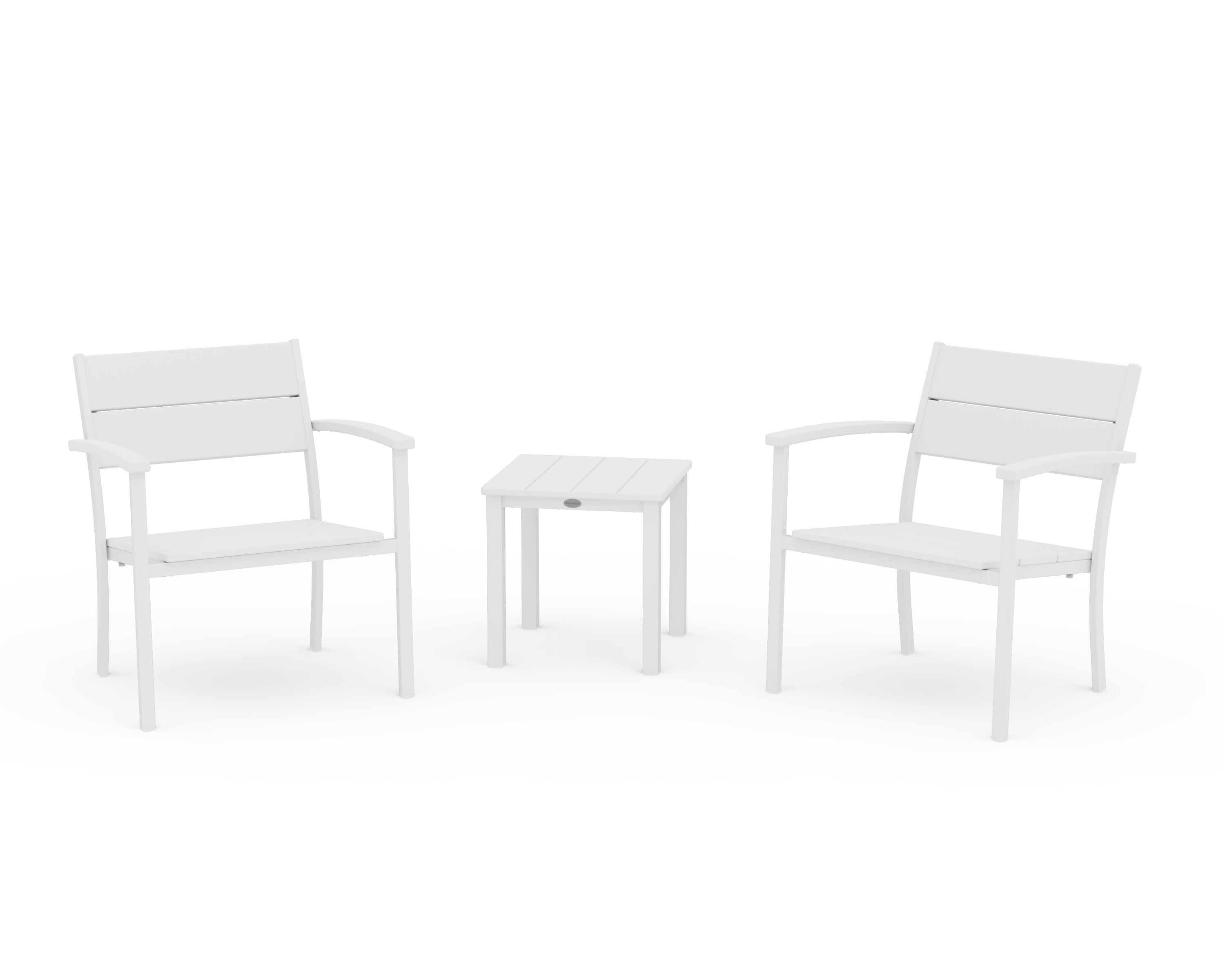 Main Street 3-Piece Lounge Chair Set in White / White