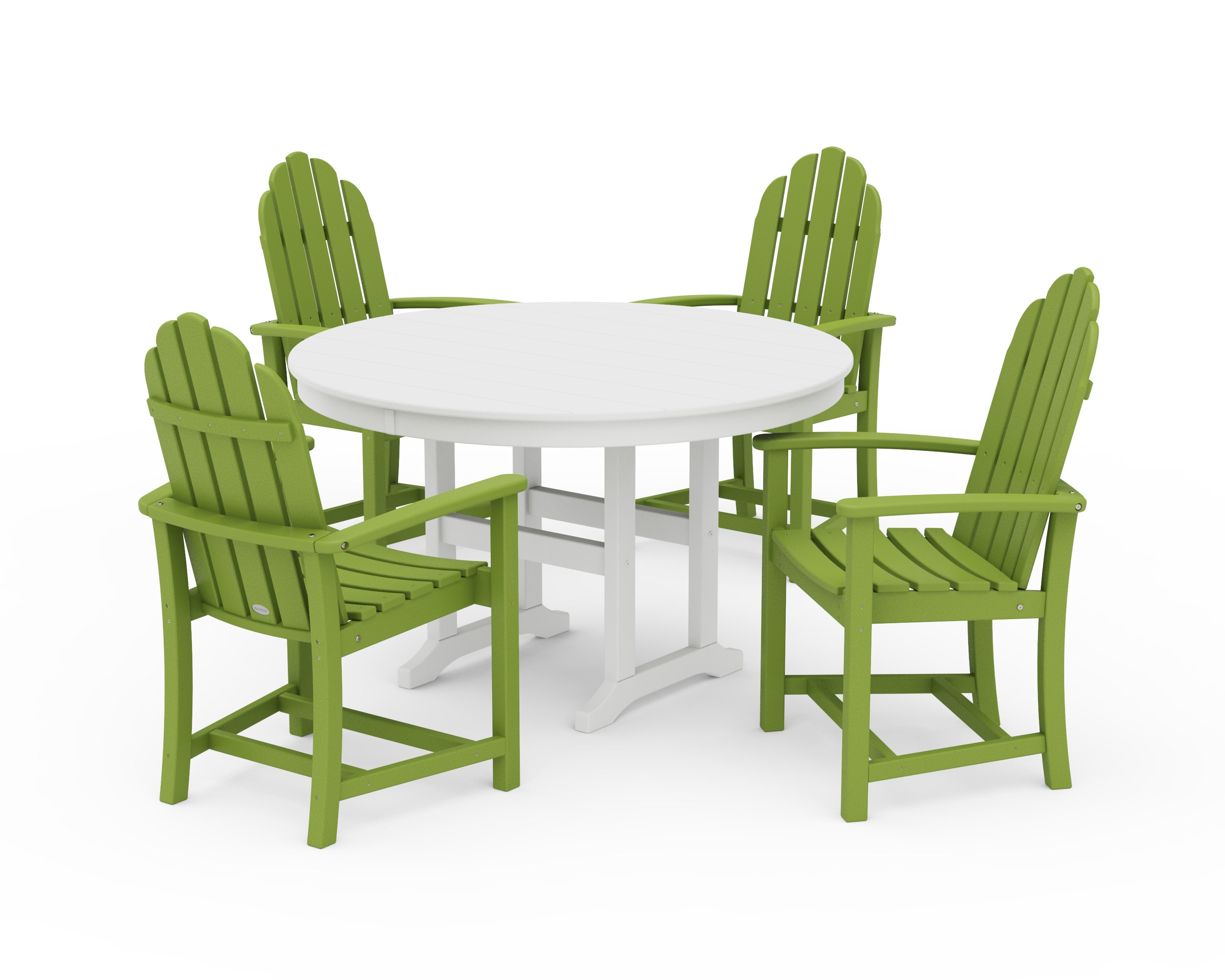 Classic Adirondack 5-Piece Round Farmhouse Dining Set in Lime / White