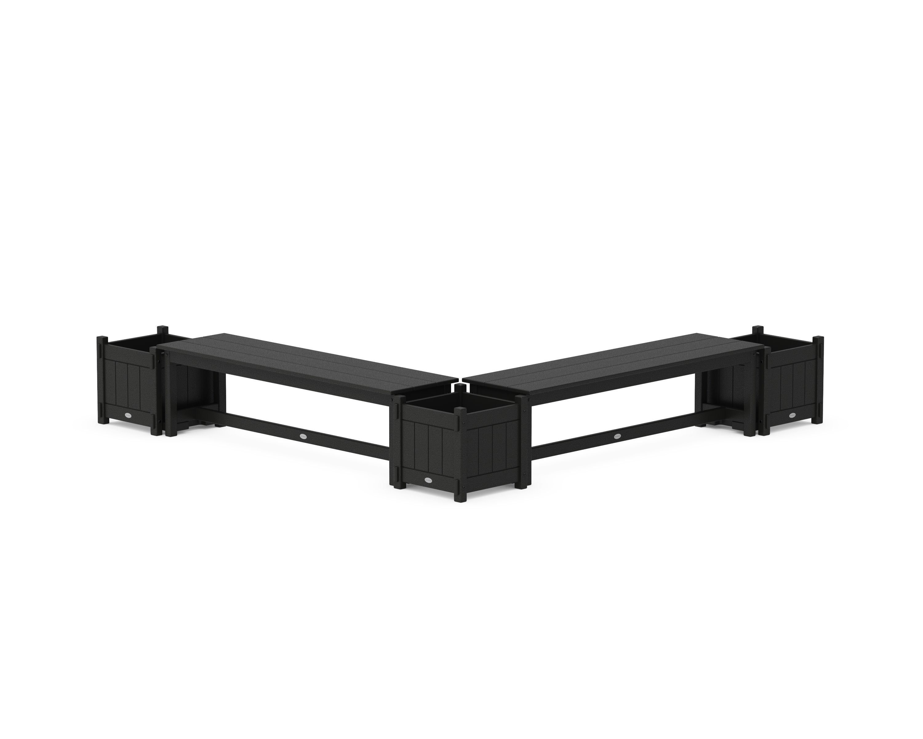 60" Vineyard L- Shaped Planter Bench Corner Set in Black