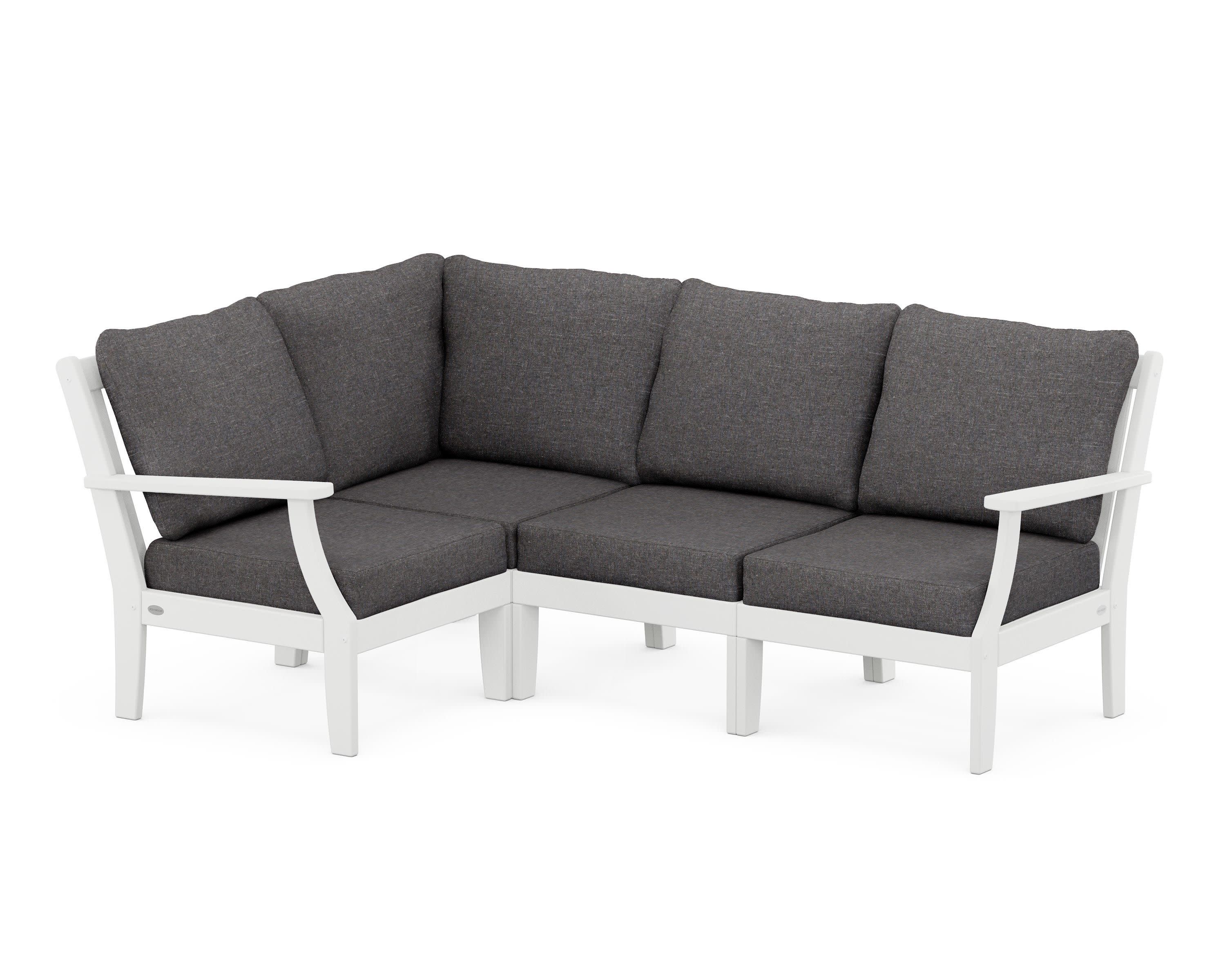 Braxton Modular 4-Piece Deep Seating Set in White / Ash Charcoal