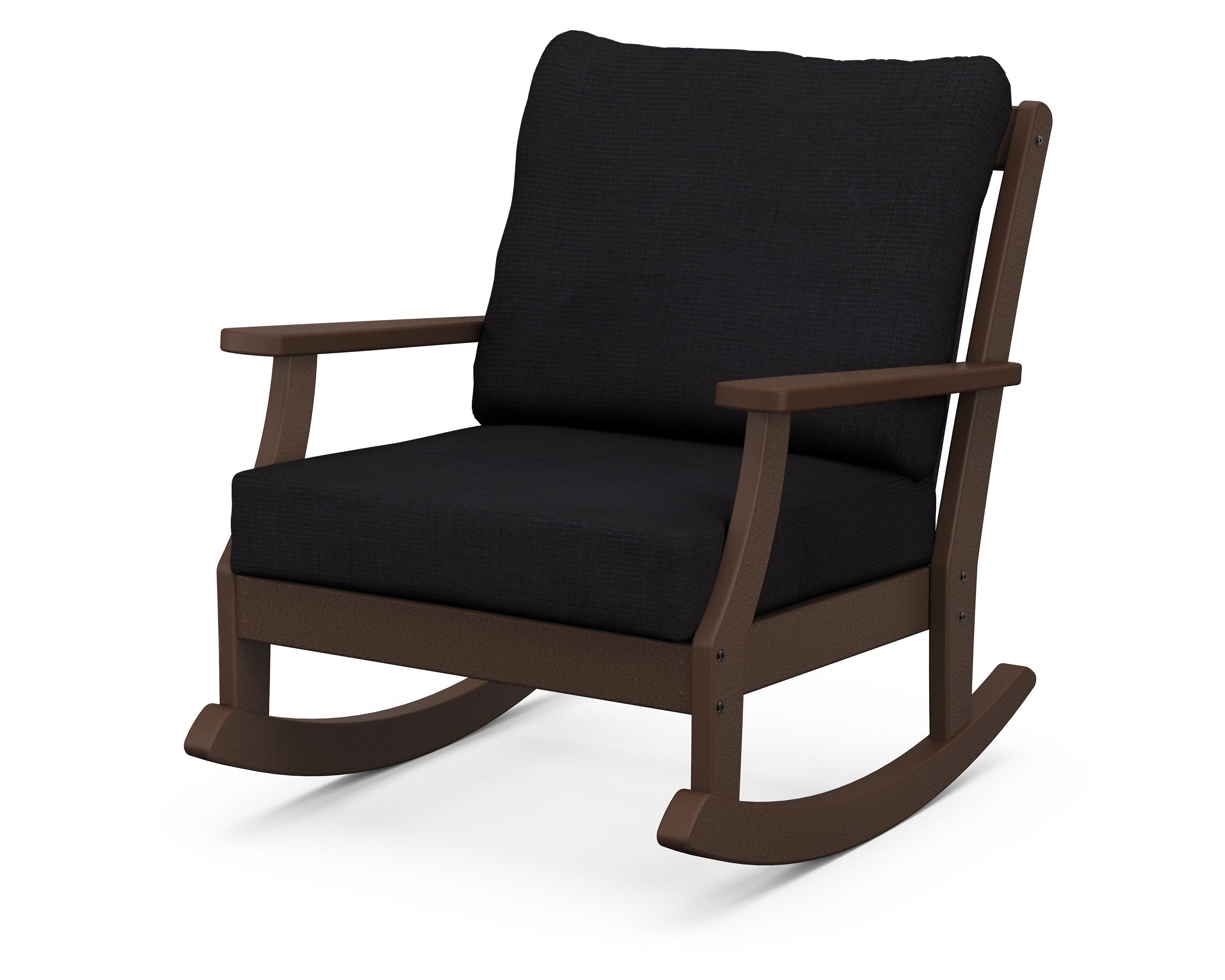 Braxton Deep Seating Rocking Chair in Mahogany / Midnight Linen