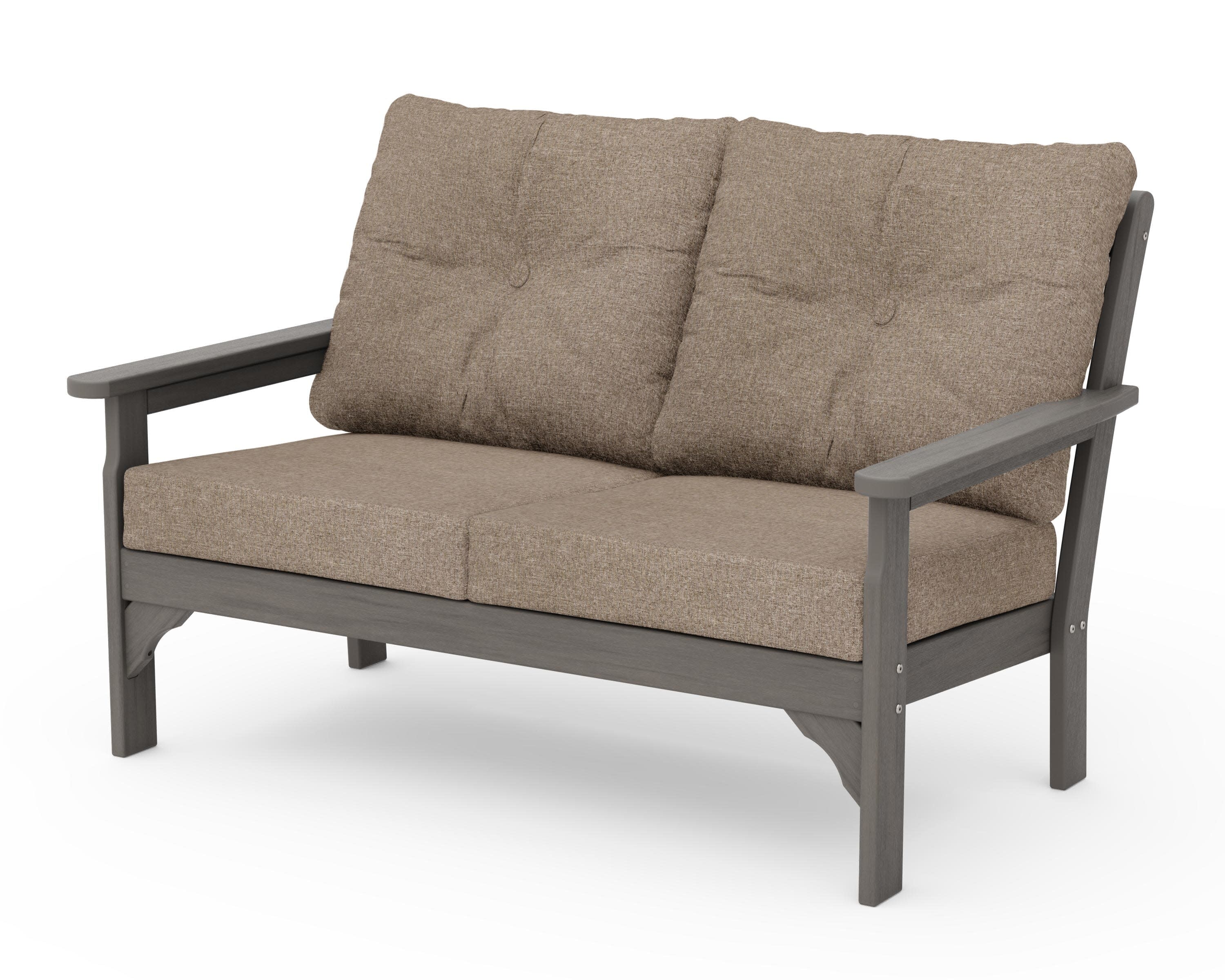 Vineyard Deep Seating Loveseat in Driftwood / Spiced Burlap