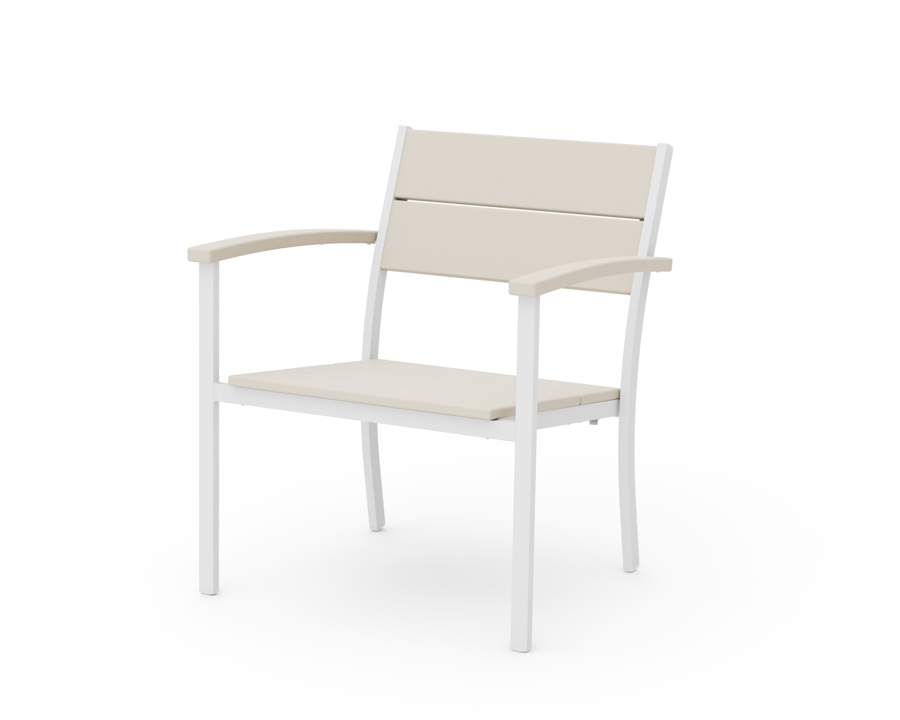 Main Street Stacking Lounge Arm Chair in White / Sand
