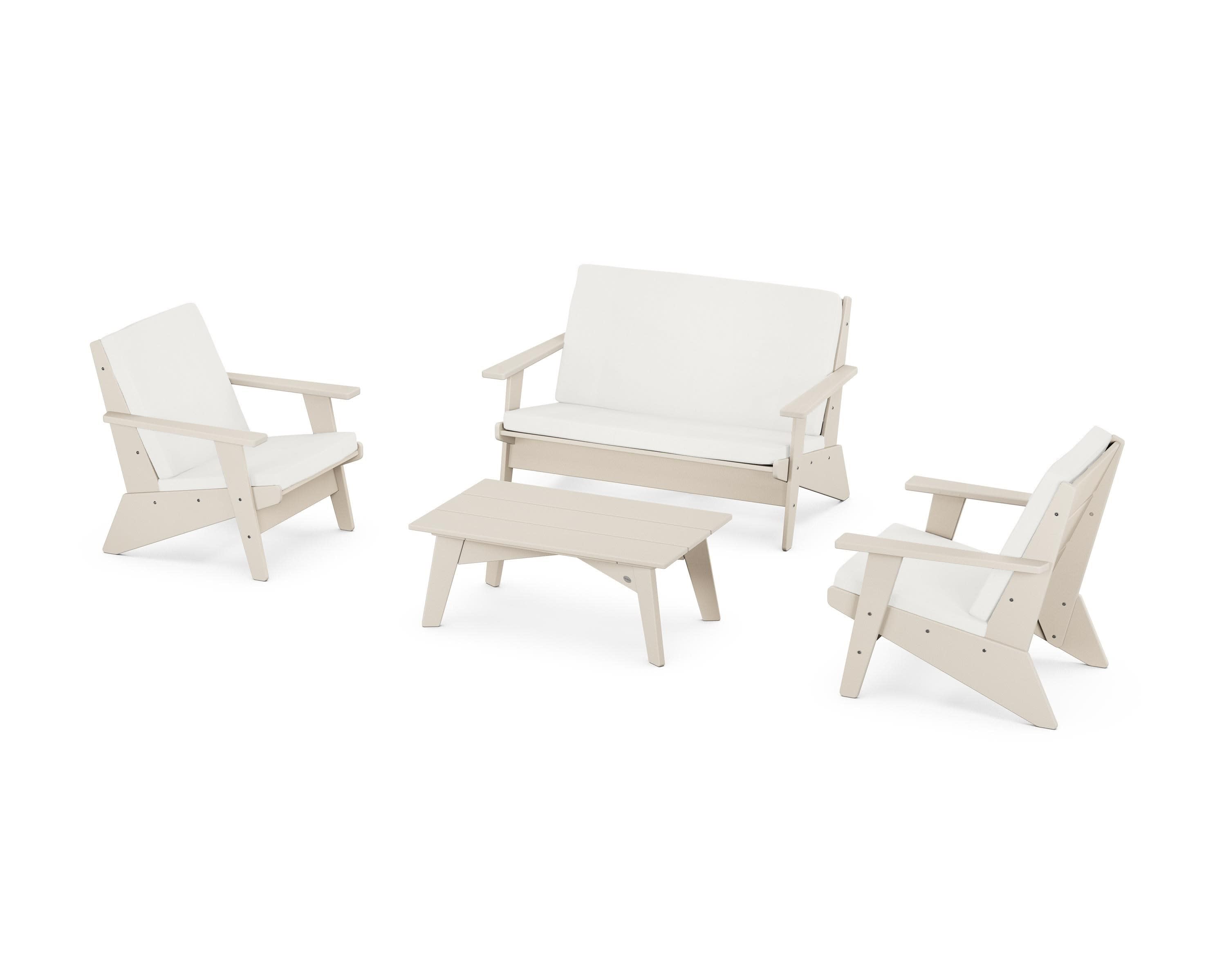 Riviera Modern Lounge 4-Piece Set in Sand / Natural Linen