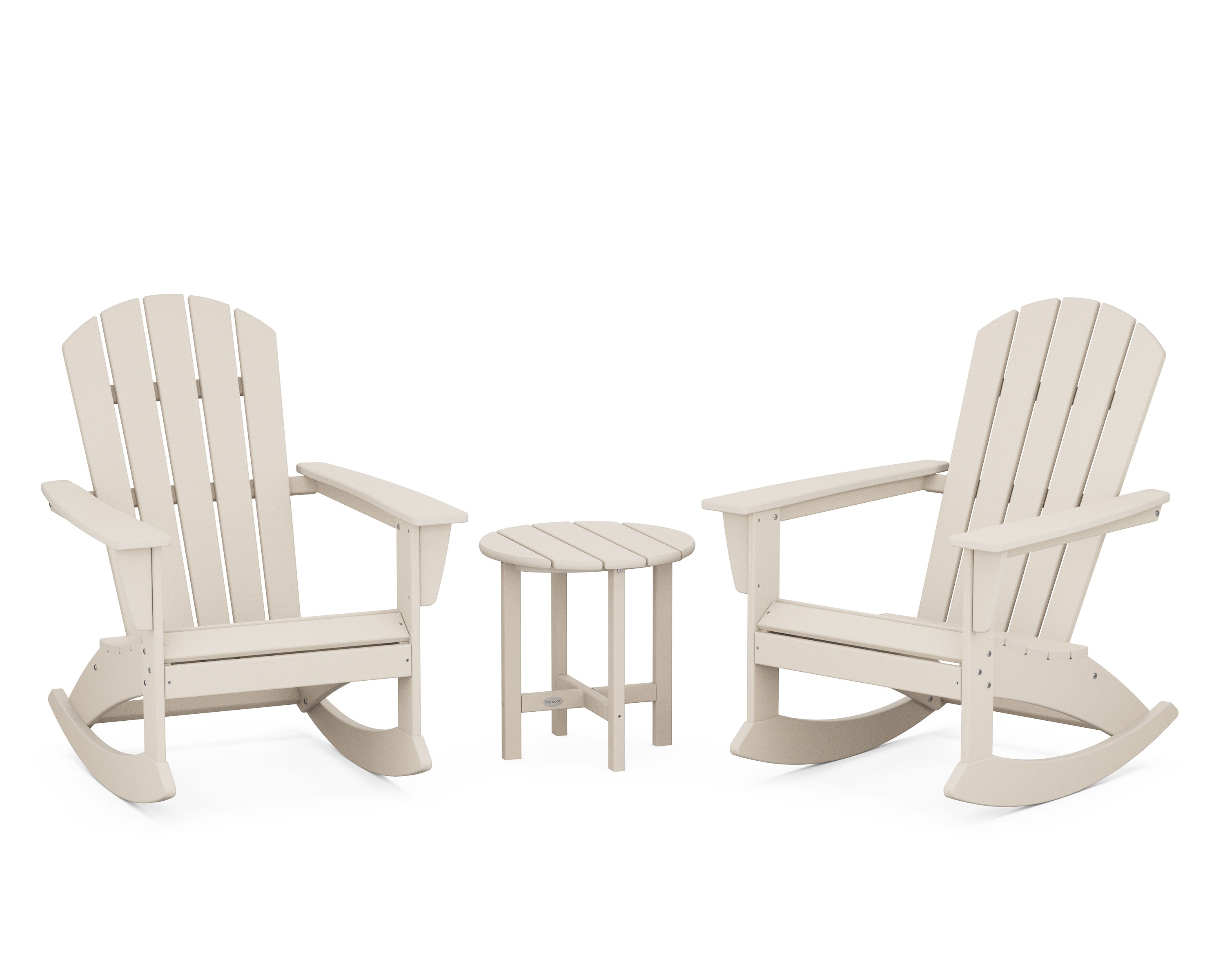 Nautical 3-Piece Adirondack Rocking Chair Set in Sand