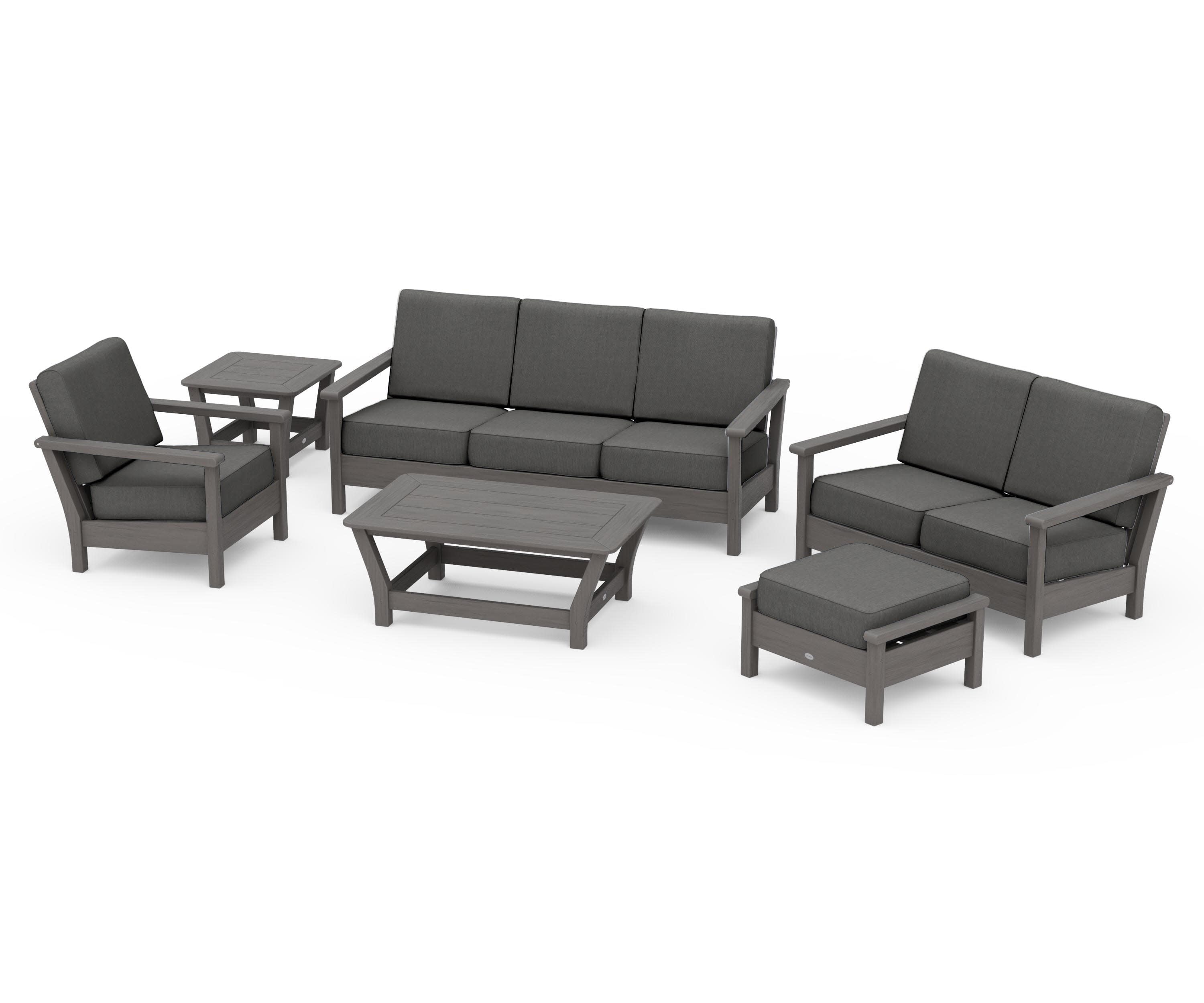 Harbour 6-Piece Outdoor Living Set in Driftwood / Spectrum Carbon
