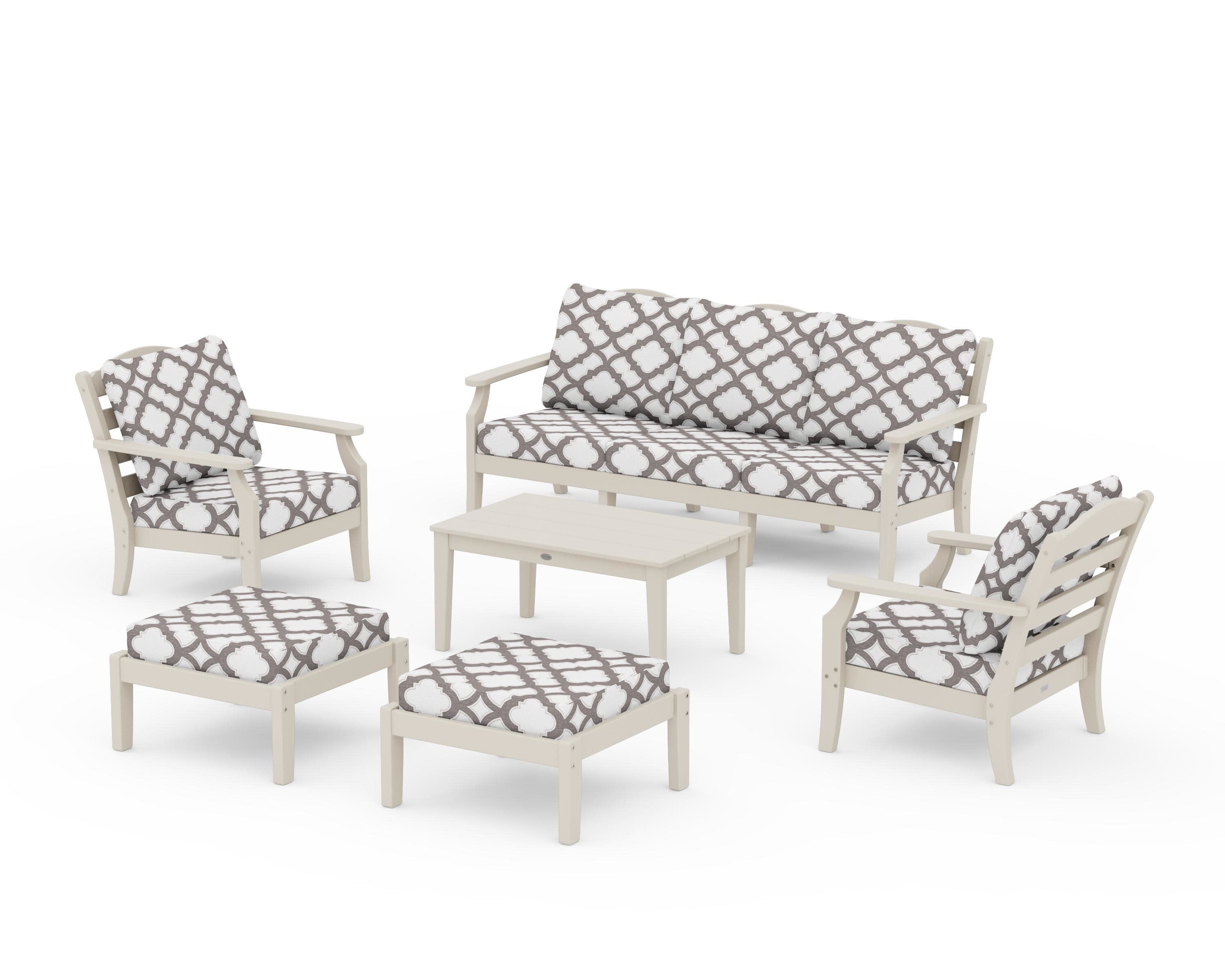 Savannah 6-Piece Lounge Sofa Set in Sand / Trellis Grey Mist