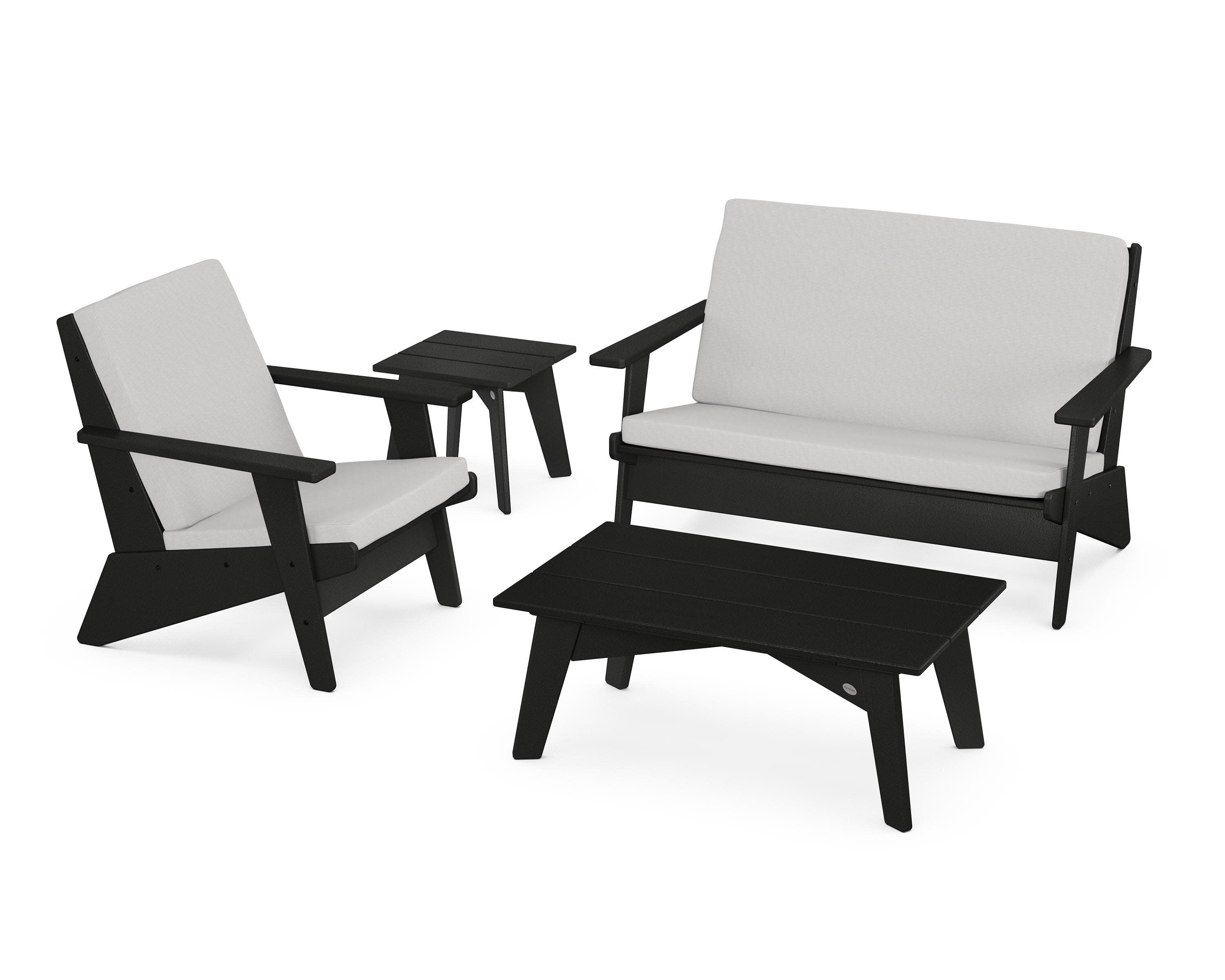 Riviera Modern Lounge 4-Piece Set in Black / Diamond in the Rough