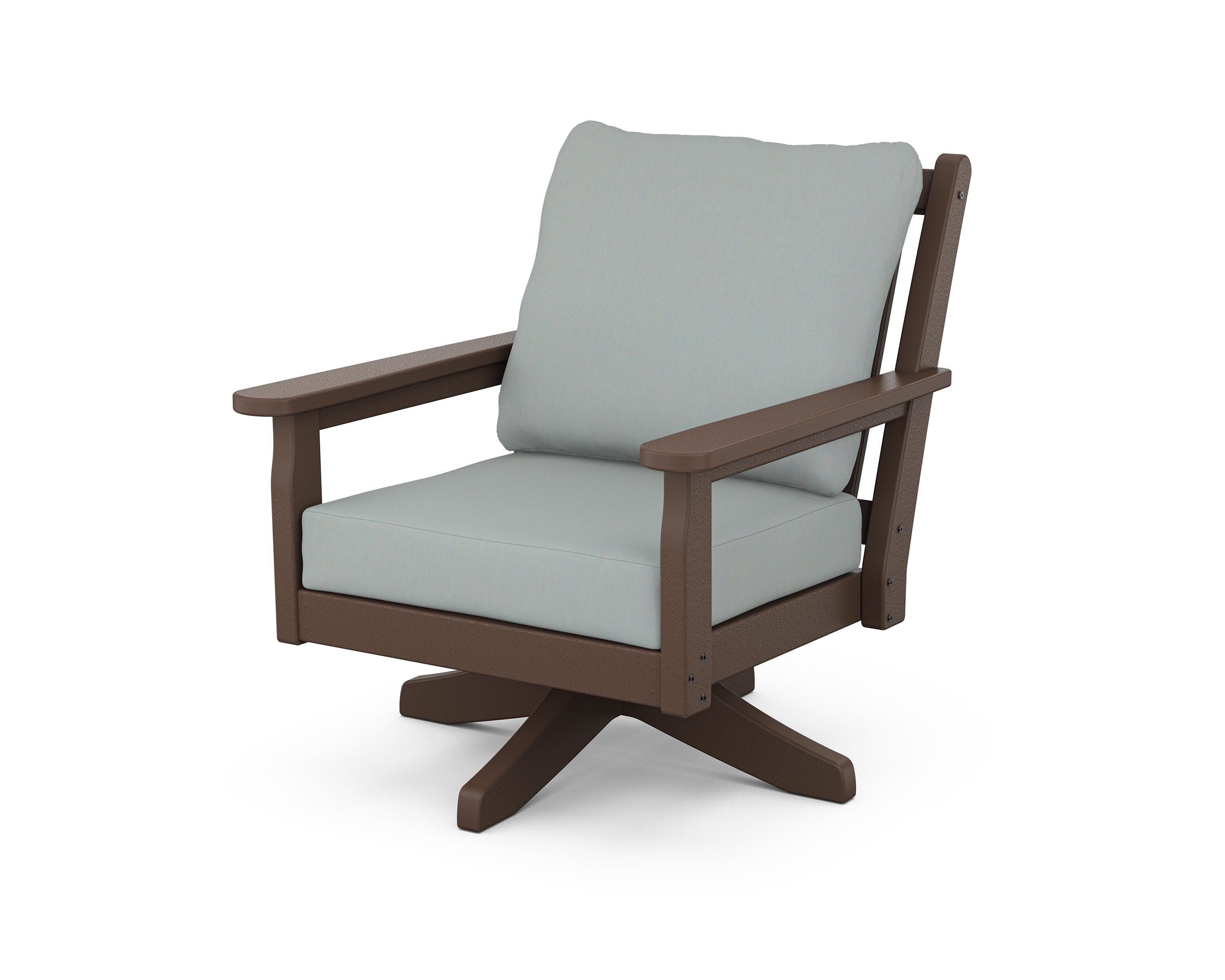 Chippendale Deep Seating Swivel Chair in Mahogany / Spa