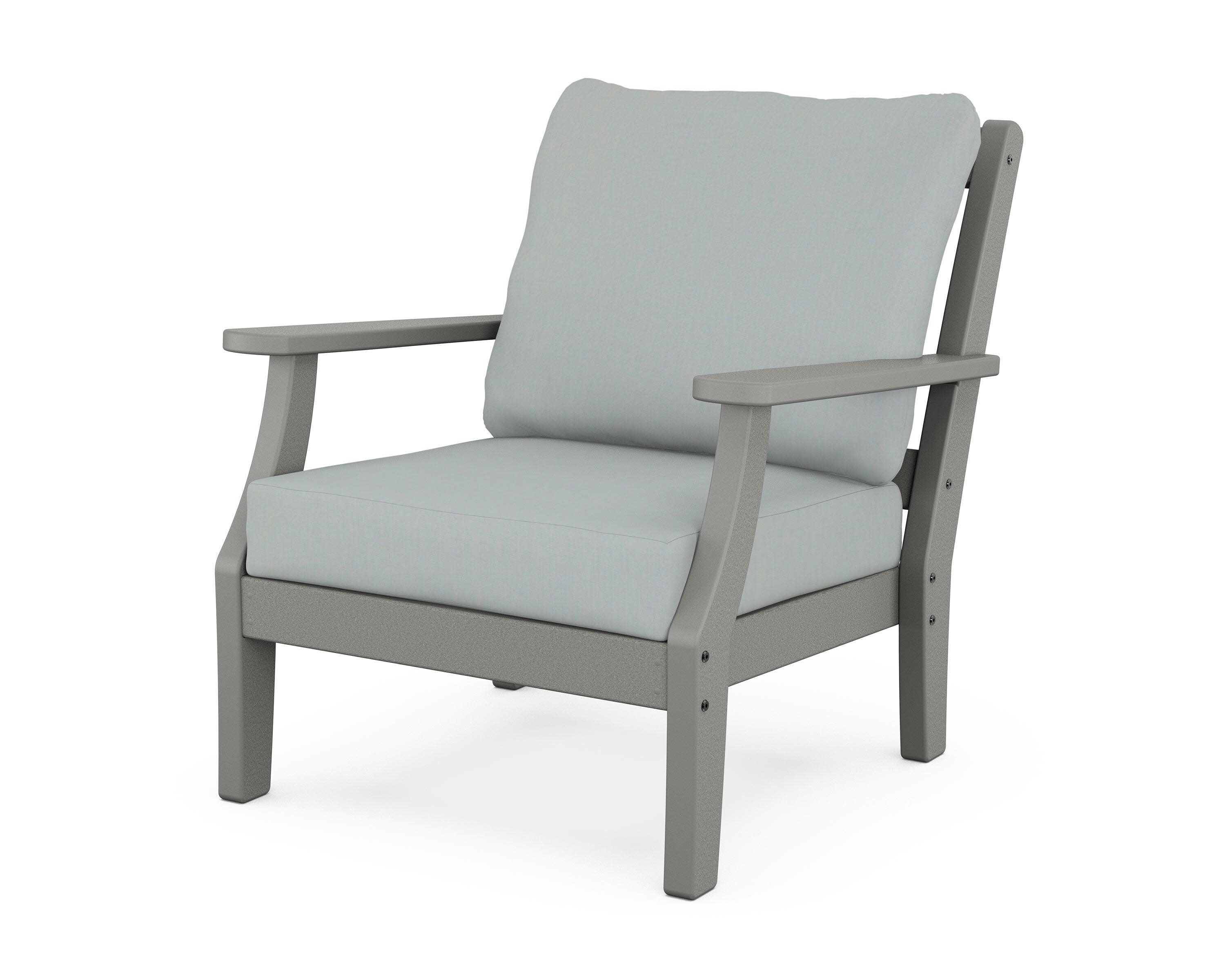 Chinoiserie Deep Seating Chair in Slate Grey / Spa