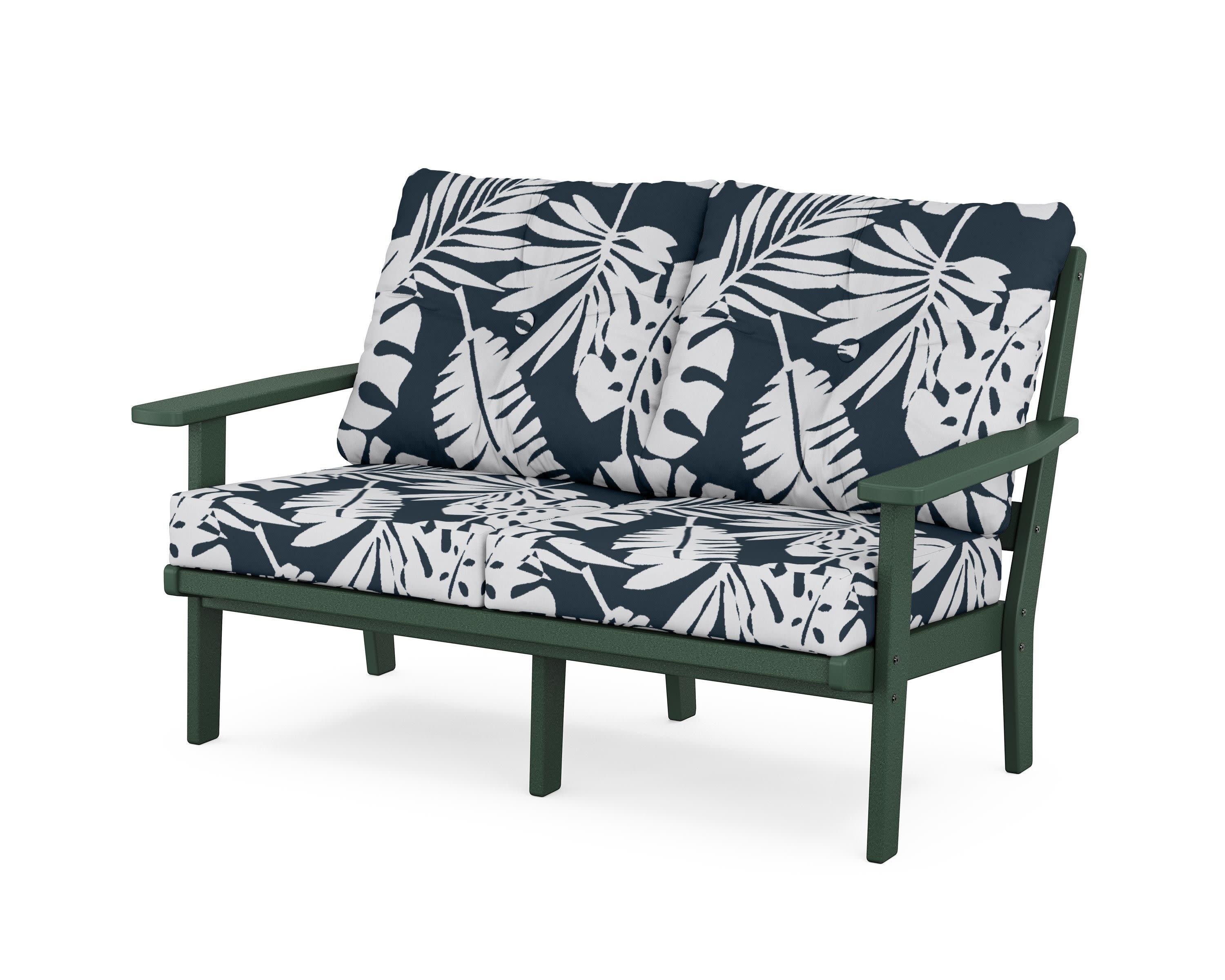 Oxford Deep SeatingLoveseat in Green / Leaf Marine Indigo