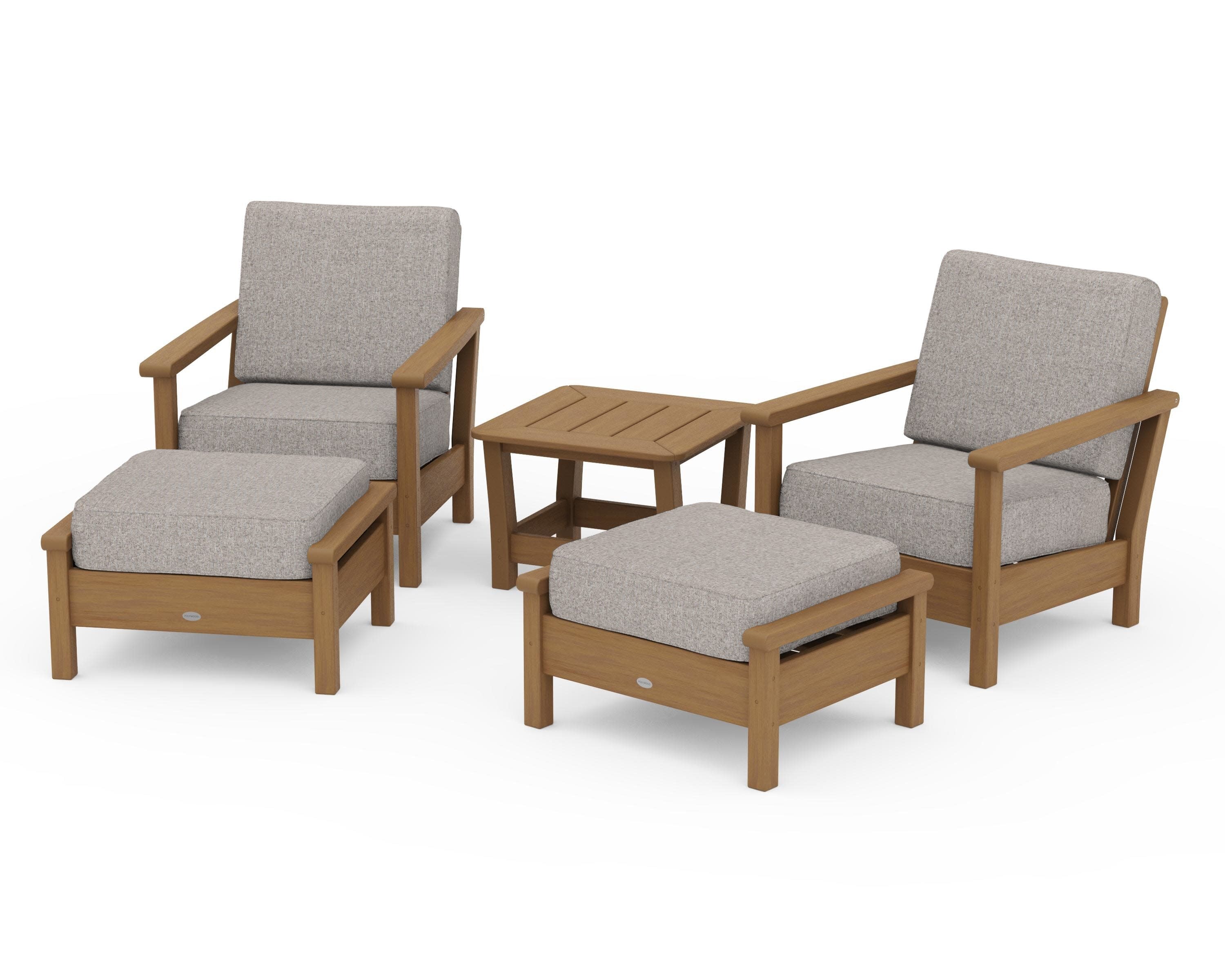 Harbour 5-Piece Deep Seating Chair Set in Natural / Weathered Tweed