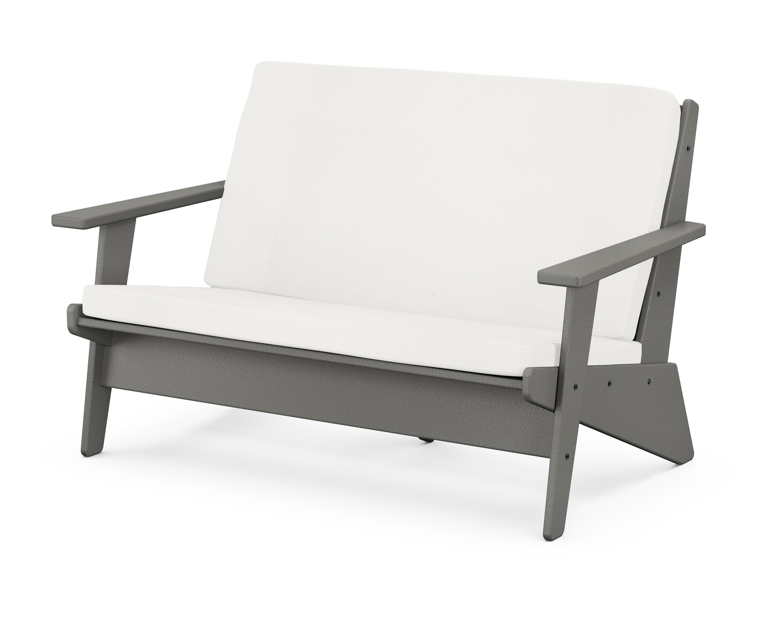 Riviera Modern Lounge Loveseat in Slate Grey / Natural Linen